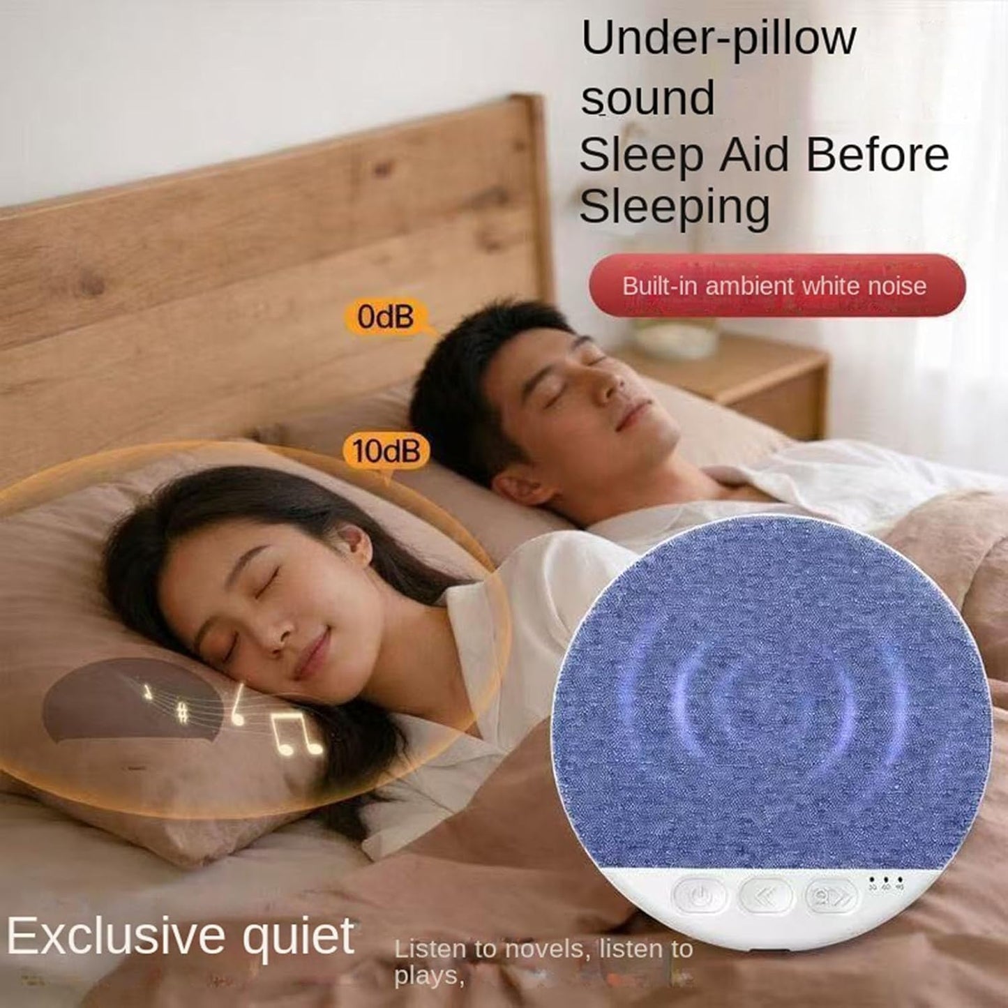Generic 3.78x0.47 Inch Sleep Speaker Device, White Noise Timer, Aid Accessories for Bedroom, Ultra Thin Gear with Sleek