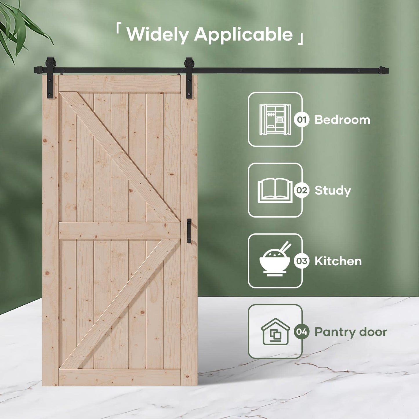 FREDBECK 42in x 80in Sliding Wood Barn Door with 7FT Barn Door Hardware Kit Included K Shape Solid Spruce Panel Sliding Door Double Surfaces Need to Assembly