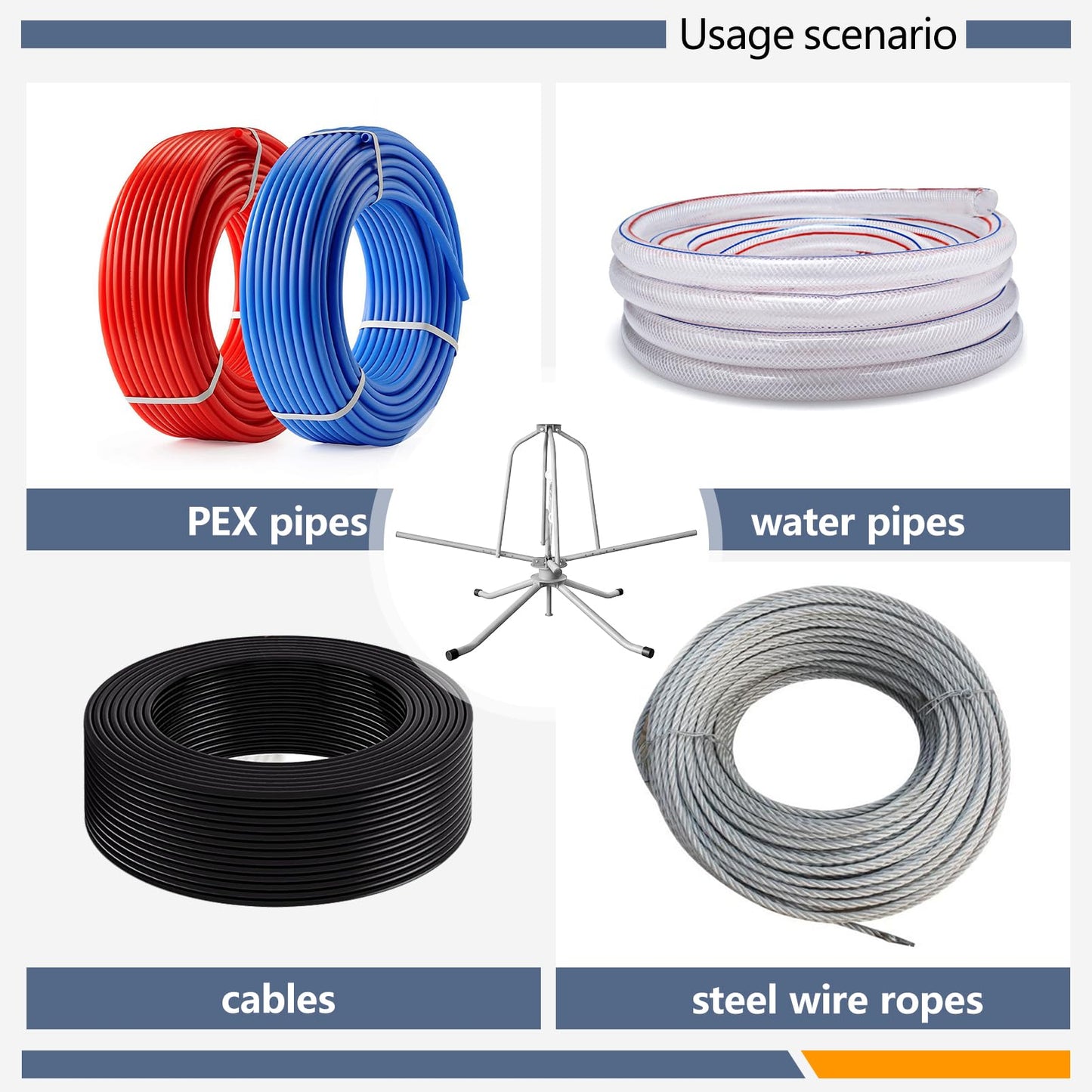 Pipe Uncoiler, PEX Piping Uncoiler, Multi-function Folding Tube Dispenser, Heavy Duty Potable Water Tubing Decoiler for 3/8'' to 1'',Maximum Load of 500Lbs, Gray
