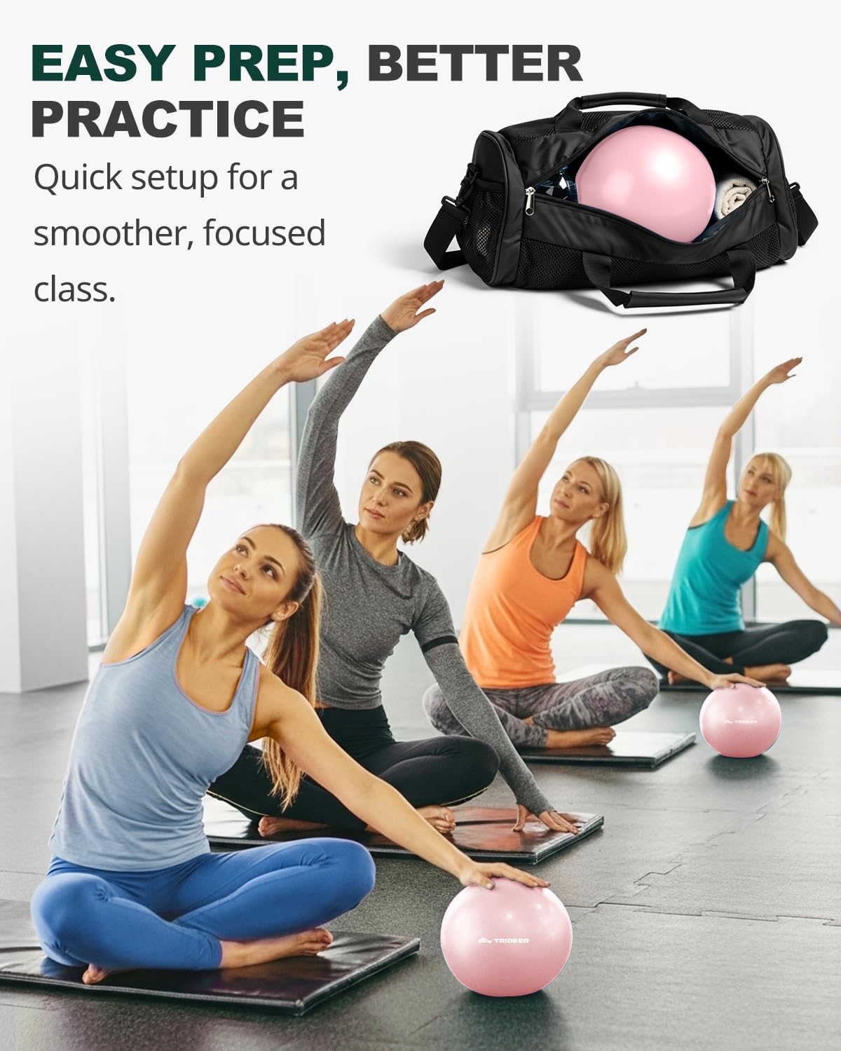 Trideer 9-Inch Pilates Ball, Small Exercise Ball for Yoga, Core Training, Physical Therapy, Balance, Stability and Stretching Pilates Equipment with Inflation Straw