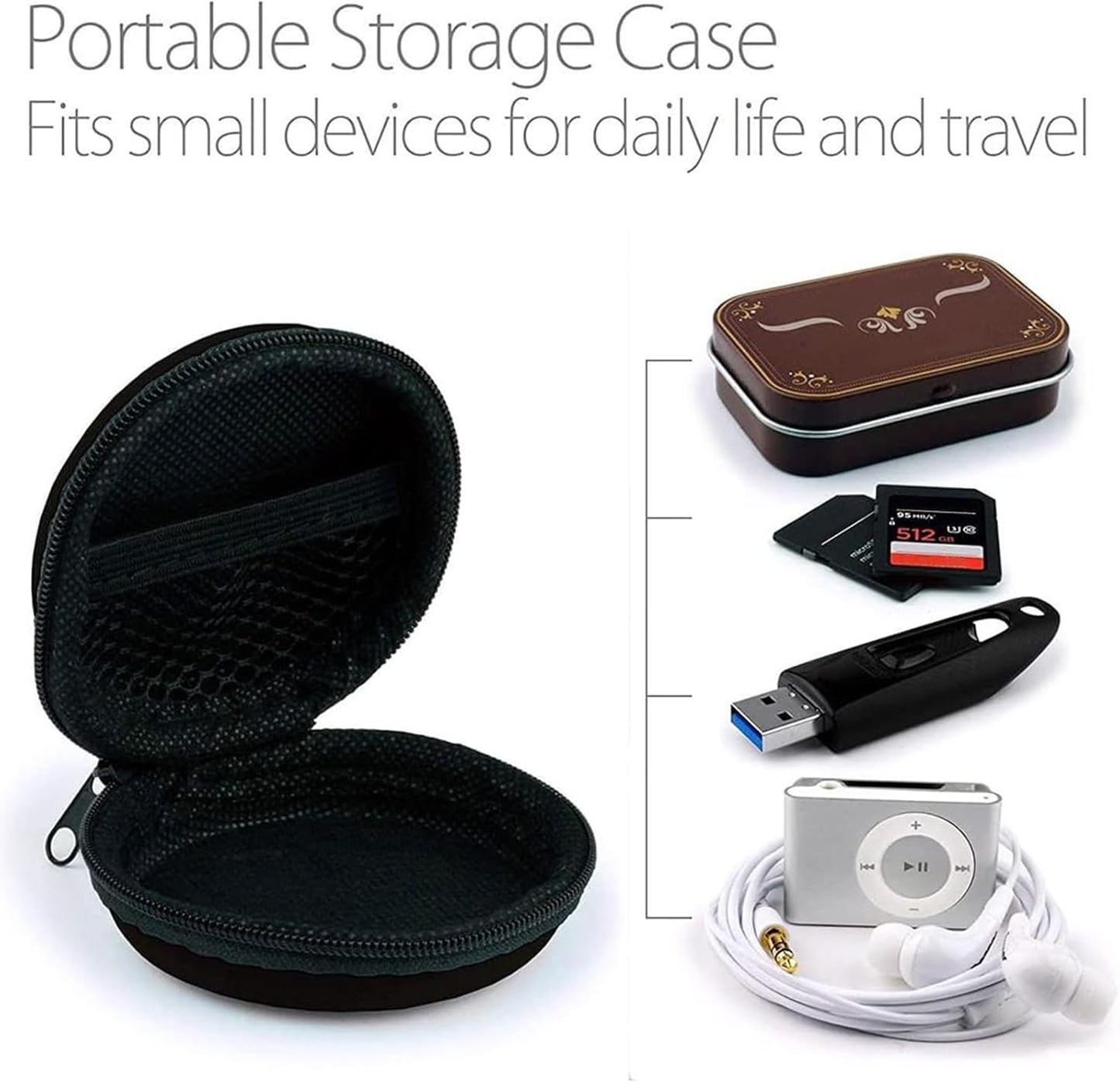 MAS CARNEY Earphone Case Headphone Earbud Hard Protective Carrying Case Bag