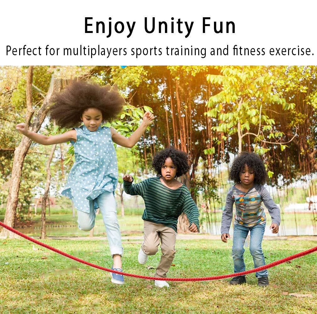 Double Dutch Jump Rope 16 ft 2 Pack, Adjustable Long Skipping Rope with Wooden Handle, Multiplayer Team Jumping Rope for Kids Adults, Long Enough for 5-6 Jumpers (Red)