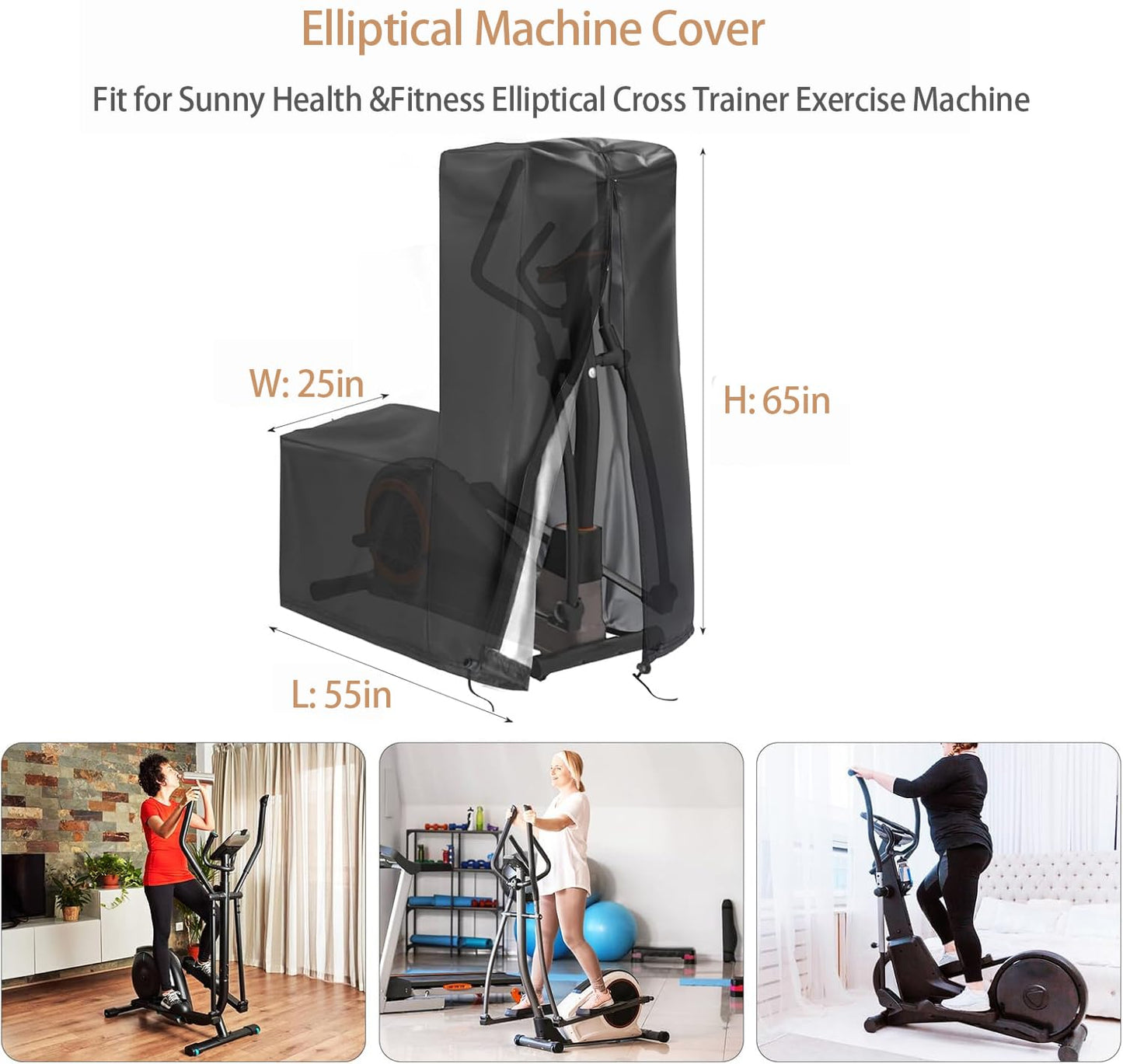 Aidetech Elliptical Exercise Machine Cover Fit for Sunny Health & Fitness, Dust-Proof Covers for Elliptical Machine for Home Use Elliptical Trainer -55''D x 25''W x 65''H