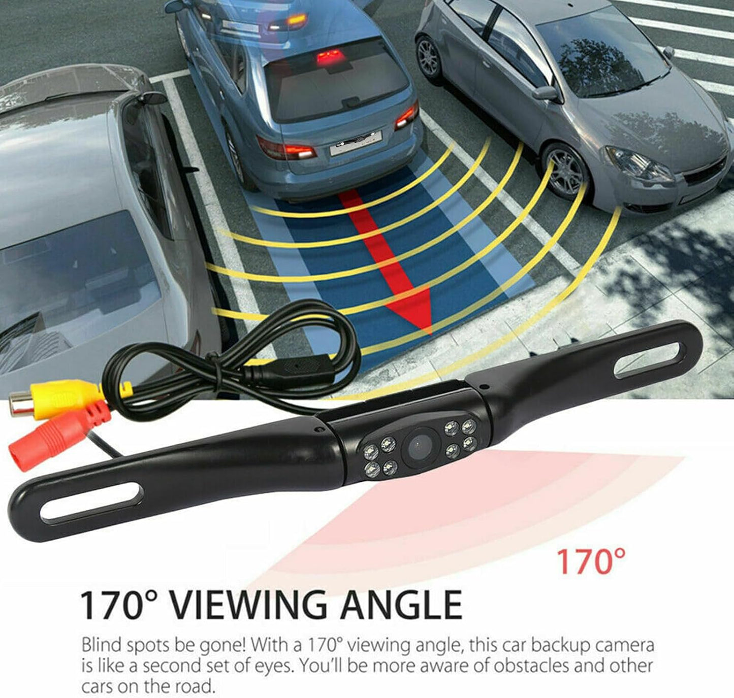 Kairiyard 170 License Plate Backup Camera, Waterproof View Rear View Reverse Camera Night Vision Back up Camera Systems