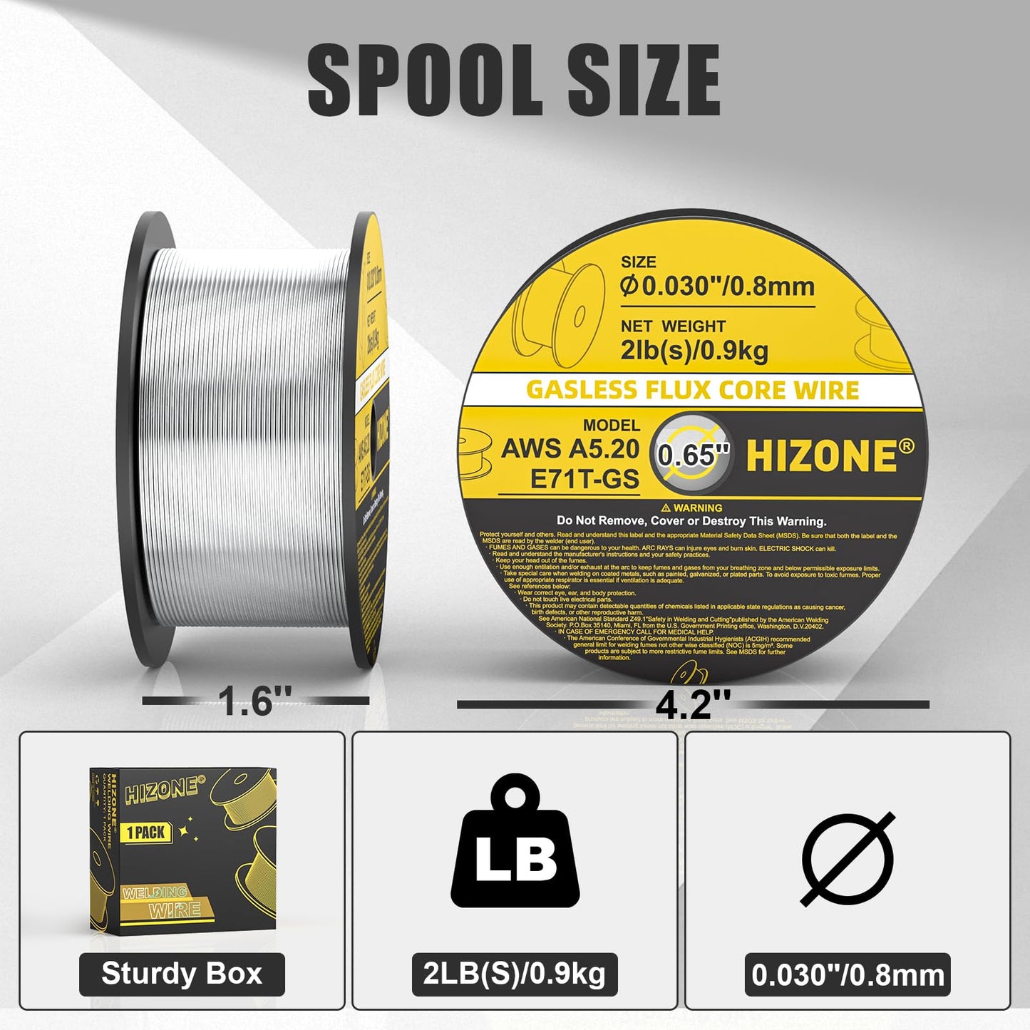 HIZONE MIG-200PRO MIG Welder & HIZONE E71T-GS .030inch-2lb Flux Core Welding Wire, 1-Pack