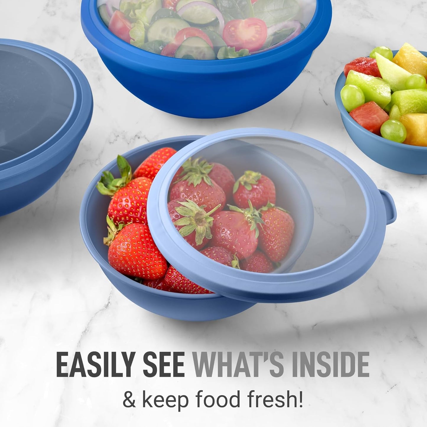 Zulay Kitchen 12-Piece Mixing Bowls Set - Leak-Proof, Microwave & Freezer Safe, Non-Slip Design | Blue Ombre