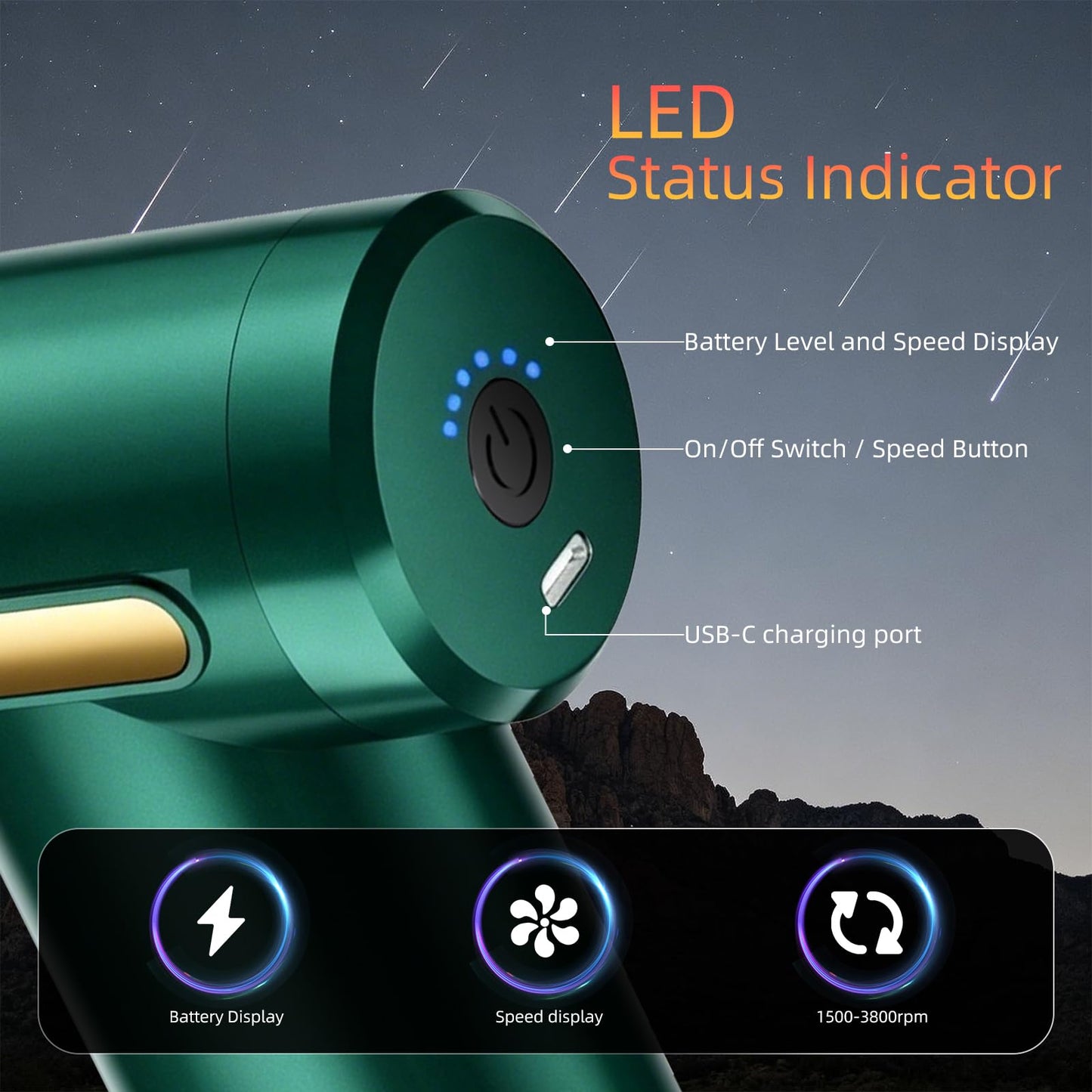 YUESHANHE Massage Gun, Electric Massager, Suitable for Whole Body to Relieve Fatigue, Replaceable Massage Head Impact Massager, The Best Choice for Gift Giving (Green-720)