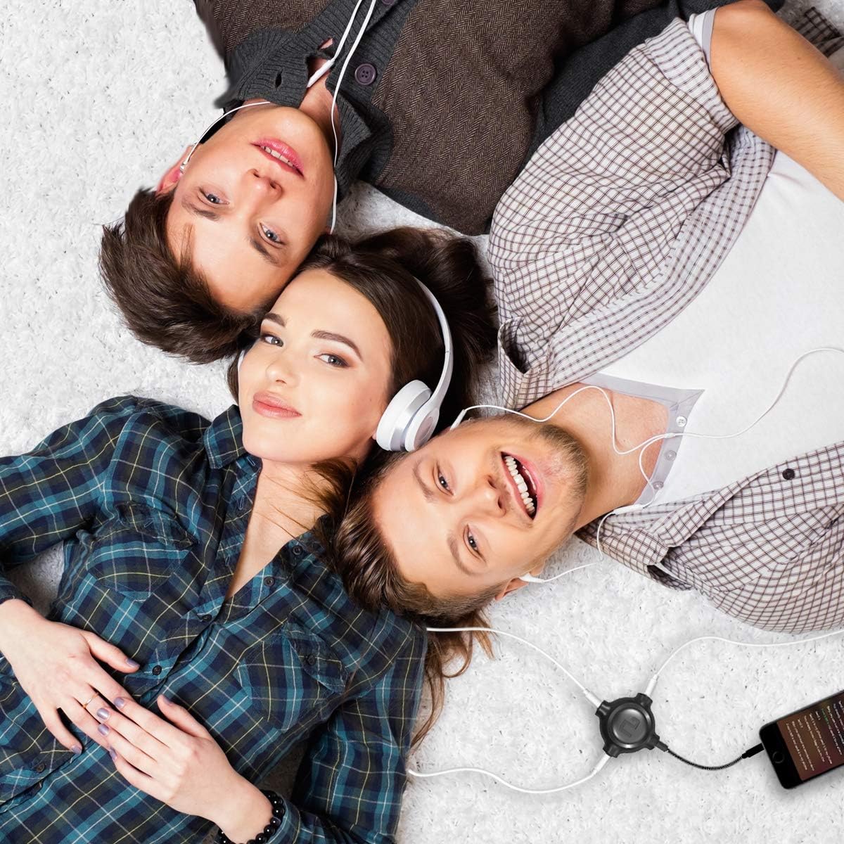 LP 3.5mm 3 iPhone(6), MP3 Headphone Splitter, Nylon-Braided Audio Stereo Splitter, Male to Female Ports for MacBook