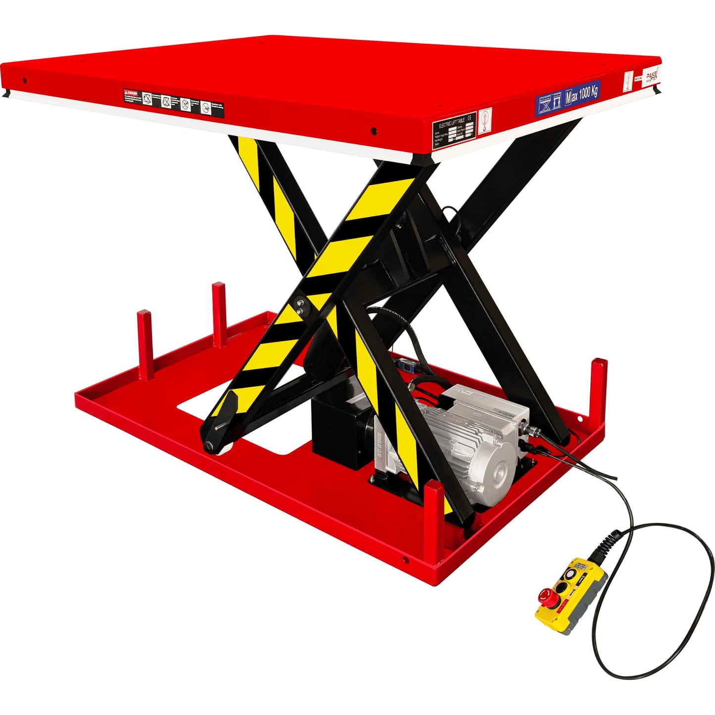 PAKE Electric Hydraulic Scissor Lift Table, 2,200 lb. Capacity, 48" x 36" Platform, 36.25" Lifting Height