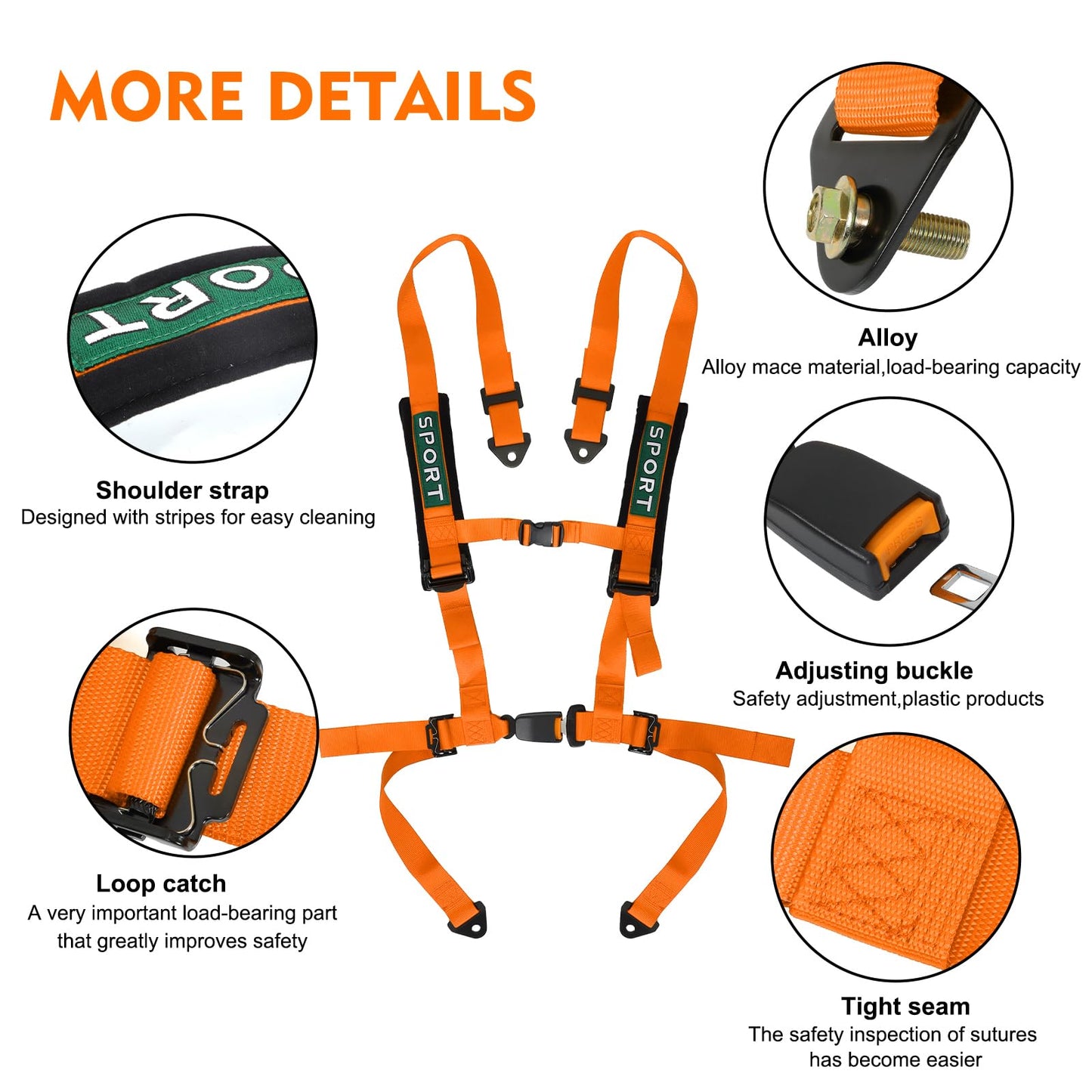 DING.PAI 4-Point Bucket Racing Harness with Push Button Release, 3-Inch Wide Adjustable Straps, Universal Fit for Racing, ATV, UTV, Off-Road