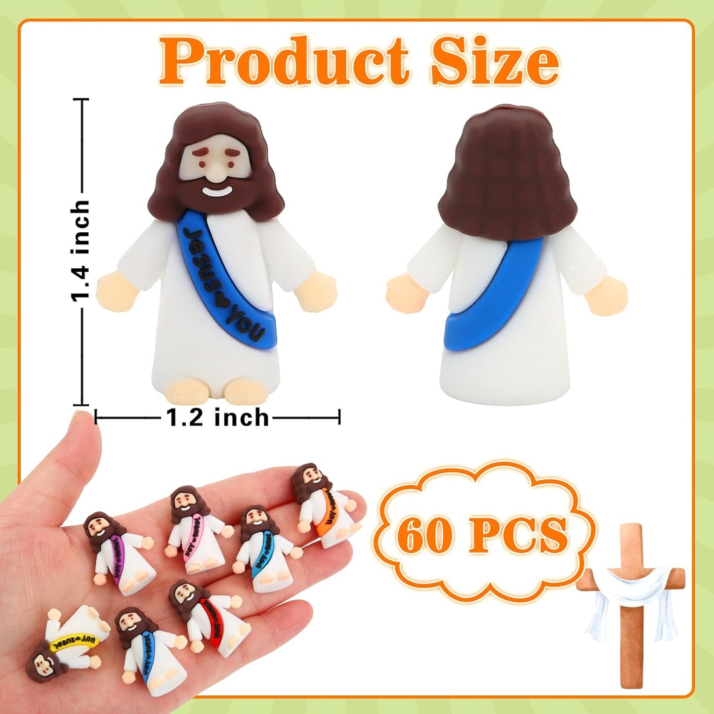 Skiennix 60 Pcs Baby Jesus Figurines - Miniature Religious Party Favors for Baptism & Easter