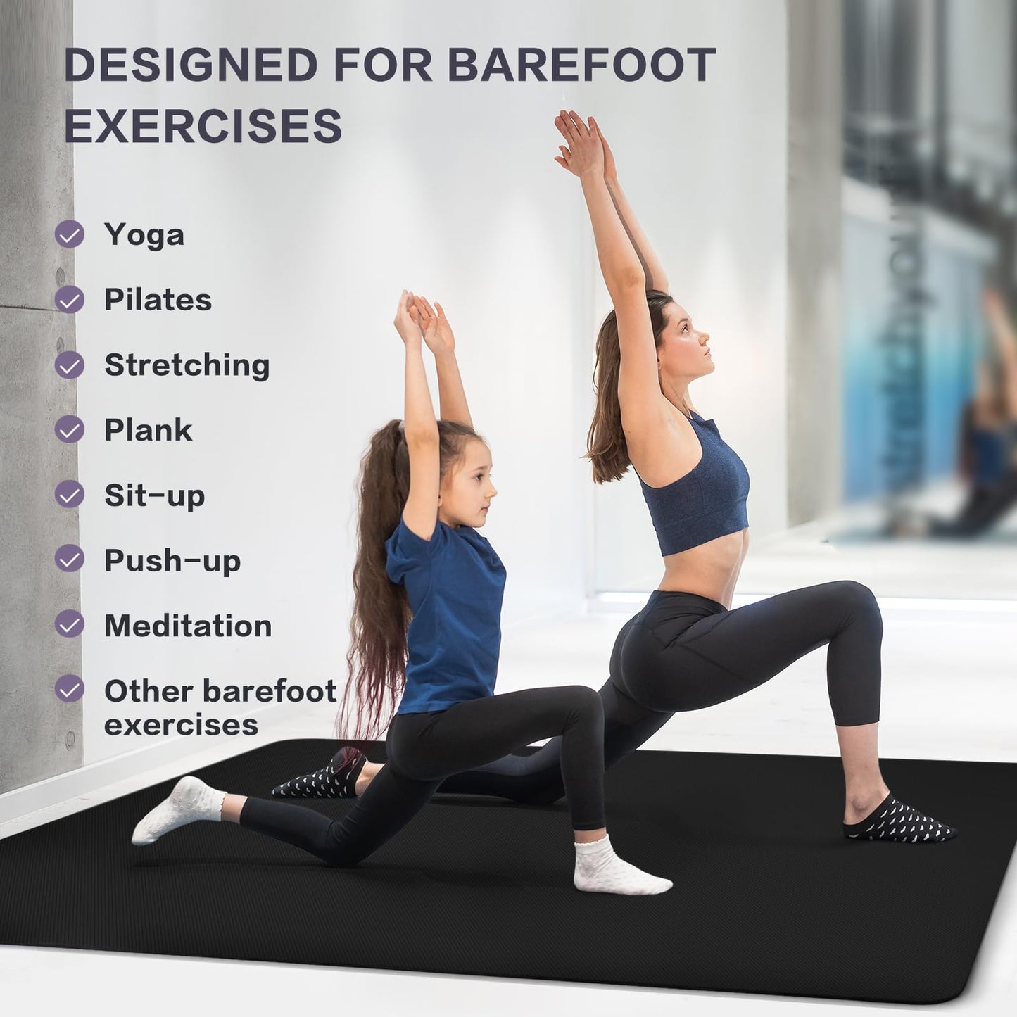 UMINEUX Large Yoga Mat for Men and Women - 6'x4'x10mm, Extra Thick Natural Rubber and TPE Fitness Mat for Home Gym Workout, Non-Slip, Eco Friendly Exercise Mat for Yoga, Pilates and Home Workout