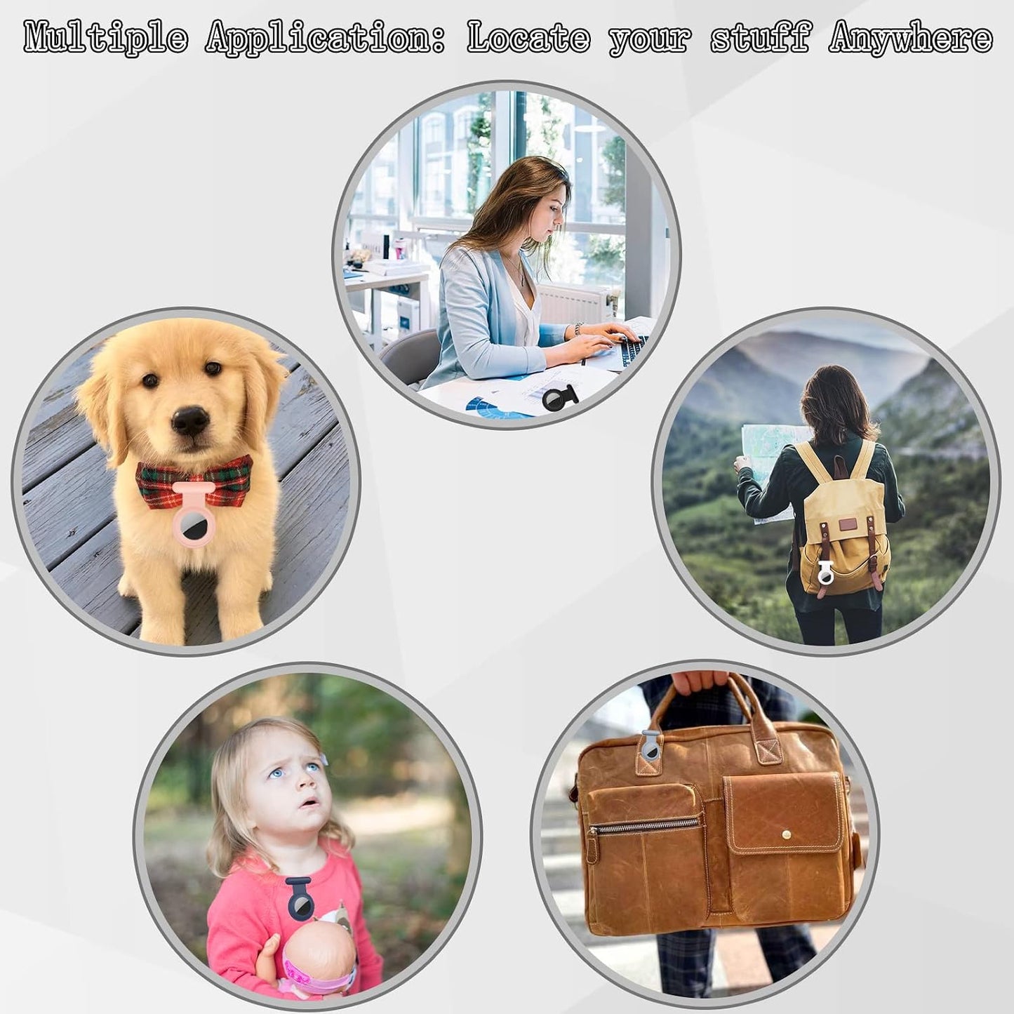 Fzemnn 2 Pack Holder Case Tracker, Silicone Hidden GPS Kid Holder with Invisible Pin, Anti Lost Case Cover