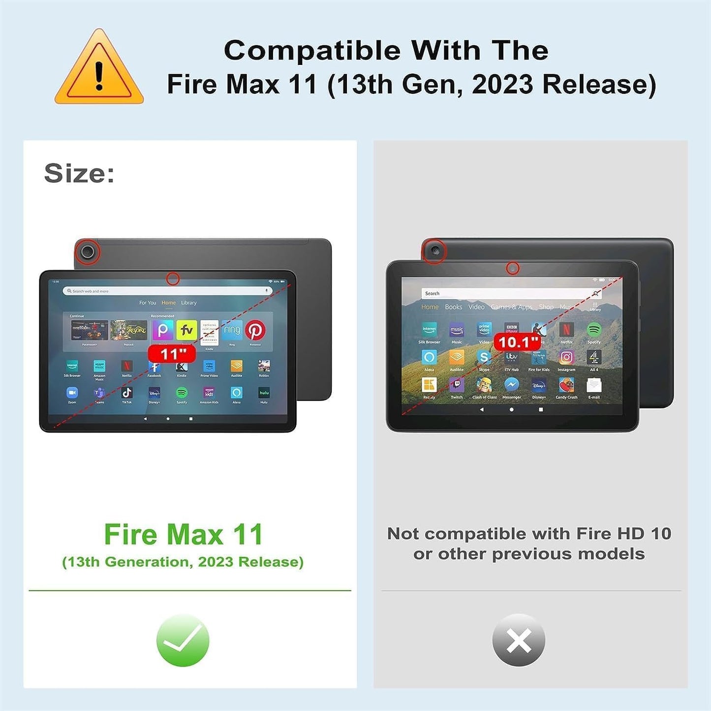 BYCeKe 11(13th 2023 11 Cute Case for Kindle Fire Max Generation, Release), Durability PU Leather Slim Folio Folding