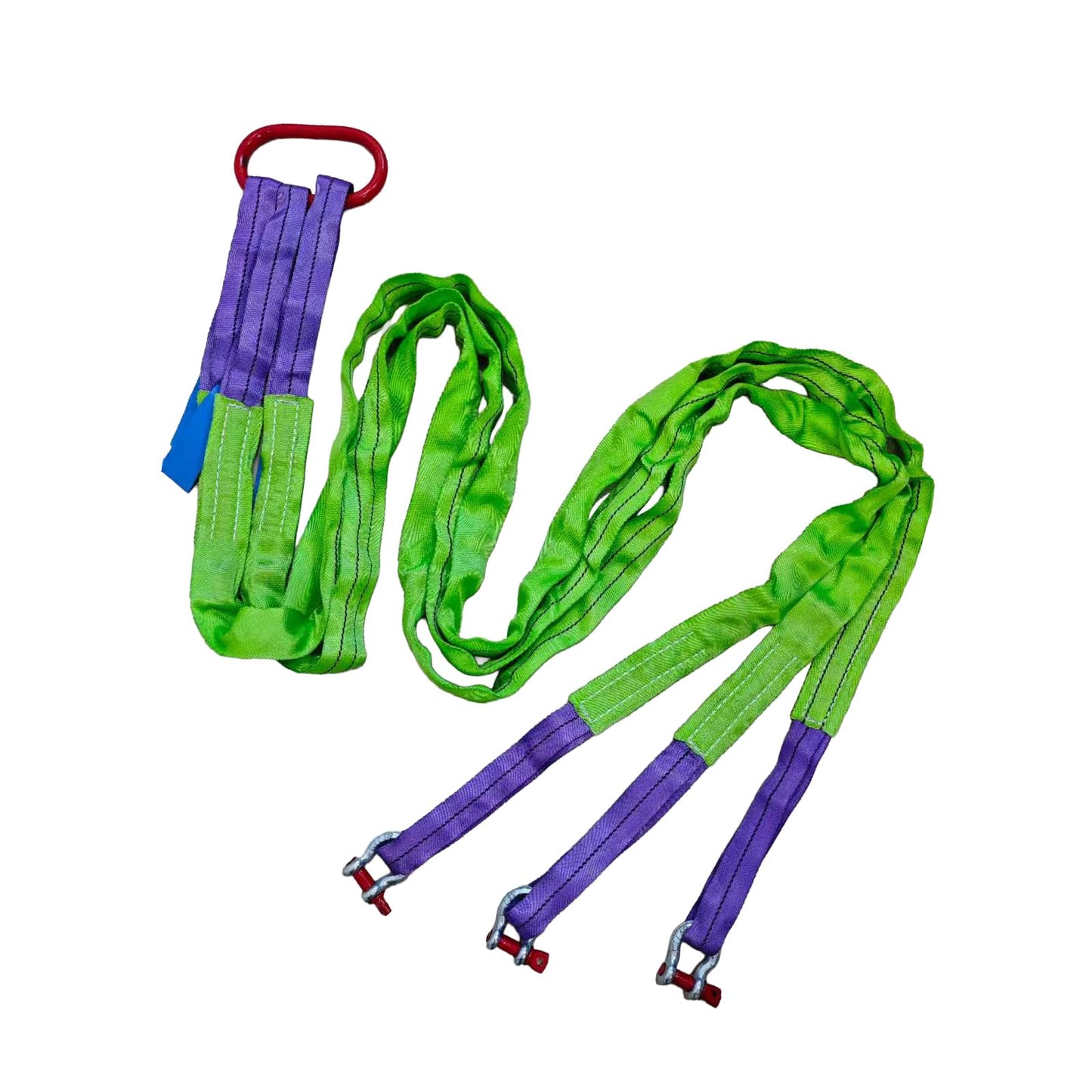 Ribowri Lifting Slings Straps with Shackles - 10 FT, 6600LB Capacity Polyester Bridle Sling, Heavy Duty Three Leg Rigging Strap for Cranes, Hoists, Trucks, Heavy Equipment Moving (SJ-3Leg-3T)