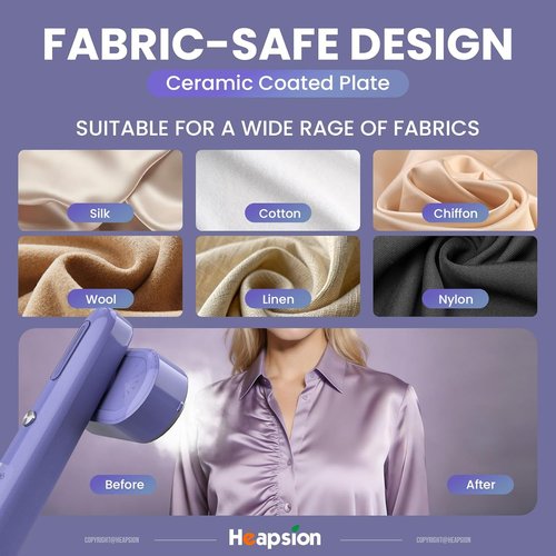 Heapsion Portable 2-in-1 Garment Steamer & Iron - 1200W Fast Heat-Up, Lightweight, Self-Cleaning, 90° Rotating Head