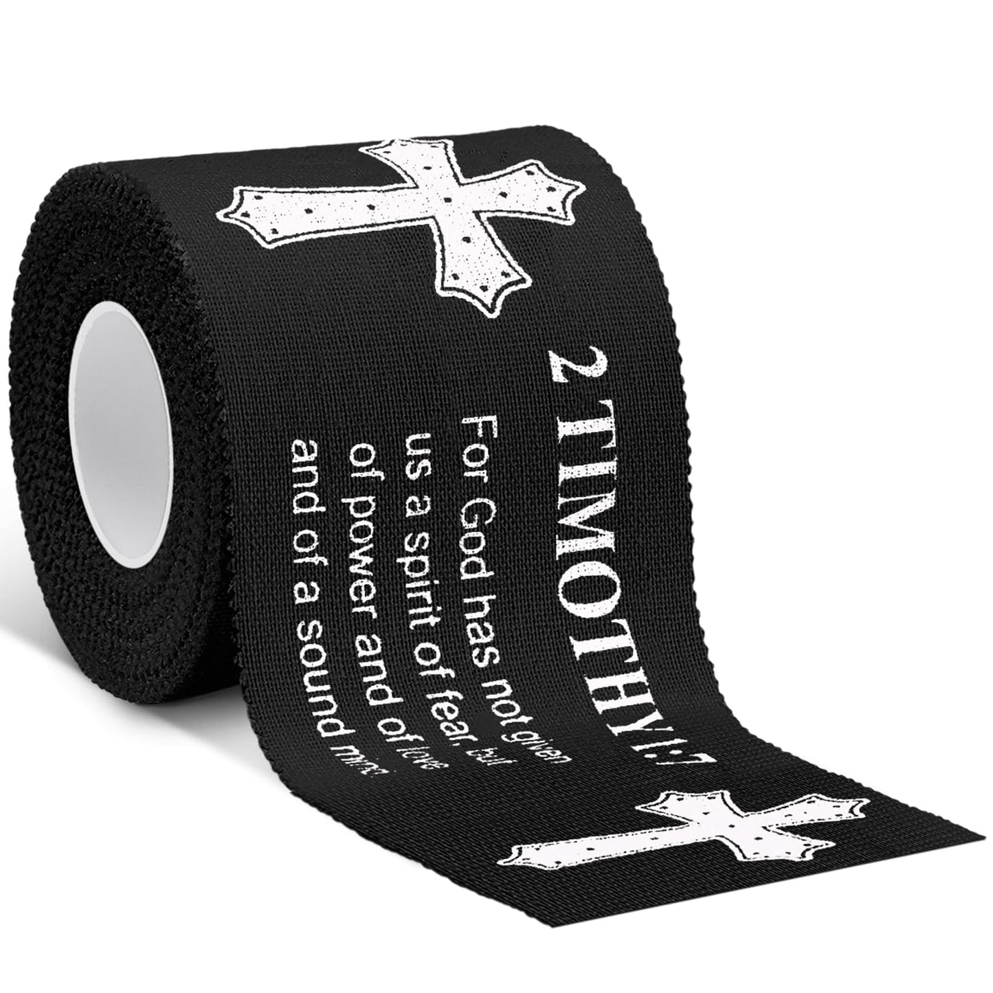Zeyune Christian Athletic Tape with Cross Sport Tape 2IN X 23FT Religious Wrist Wrap for Football Baseball Soccer Christian Gift for Mother's Day Father's Day Nurses Week Church(Black)