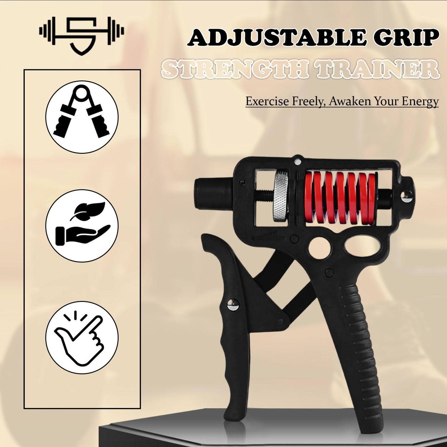 Adjustable 10–400 lb Grip Strength Trainer (Premium Adjustable Grip Strengthener for Forearm Training) Alloy Frame, Titanium-Plated Steel, TPR Non-Slip Handles | Color Black