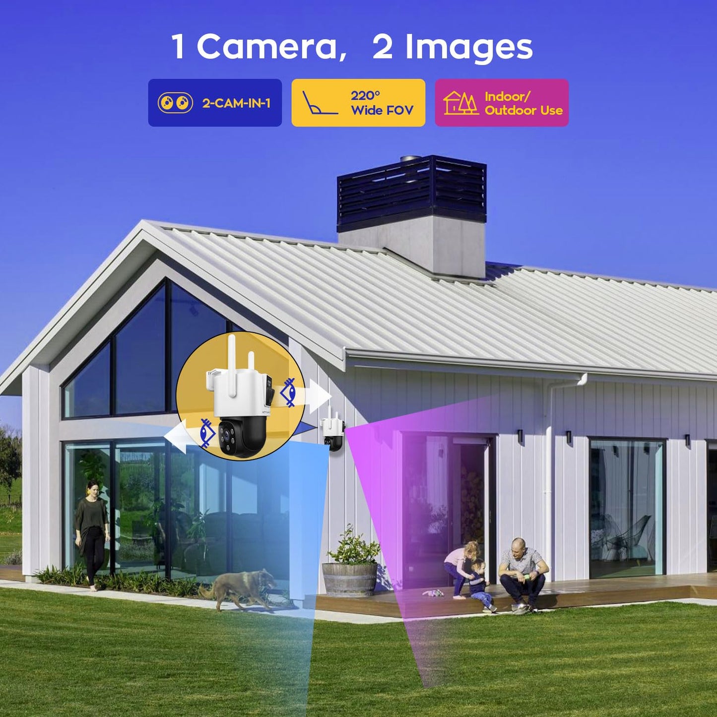 xmartO [16 Dual-Lens Camera Bundle 32-View Long Range WiFi6 Mesh Security System, 16CH 4K Dual Band NVR, 4MP 180°+Static FOV & 360°PTZ AI Tracking, 24/7 Plug-in Surveillance,500GB HDD,No Monthly Fee