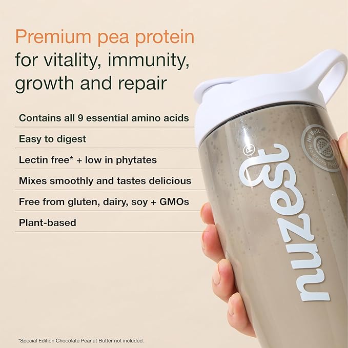 Nuzest - Pea Protein Powder - Clean Lean Protein, Premium Vegan Plant Based Protein Powder, Dairy Free, Gluten Free, GMO Free, Protein Shake, Smooth Vanilla, 0.9 oz, (Pack of 10)