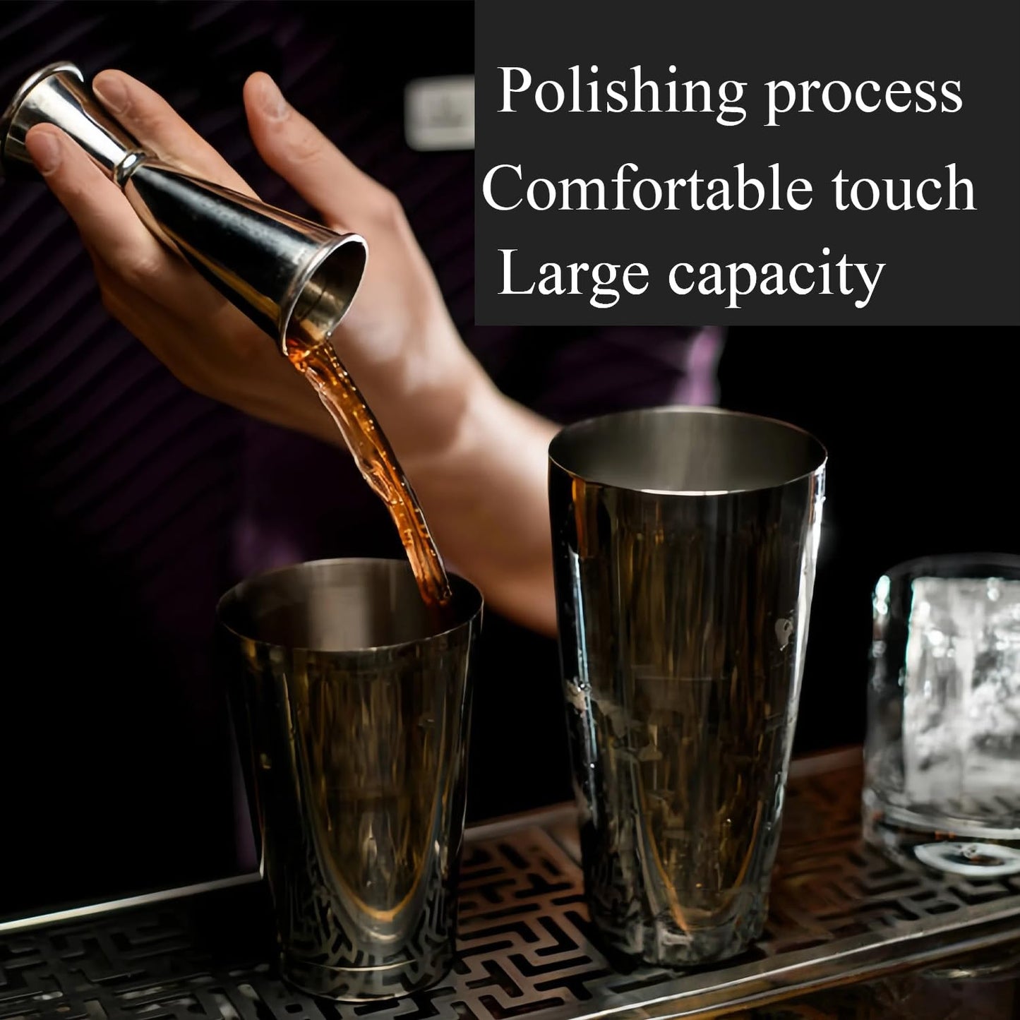 Boston Cocktail Shaker, 18oz & 28oz 2-Piece Tins, Professional Bar Shaker for Bartending, Cocktail Shakers, Essential Bar Tools for Mixing Drinks（Sliver）