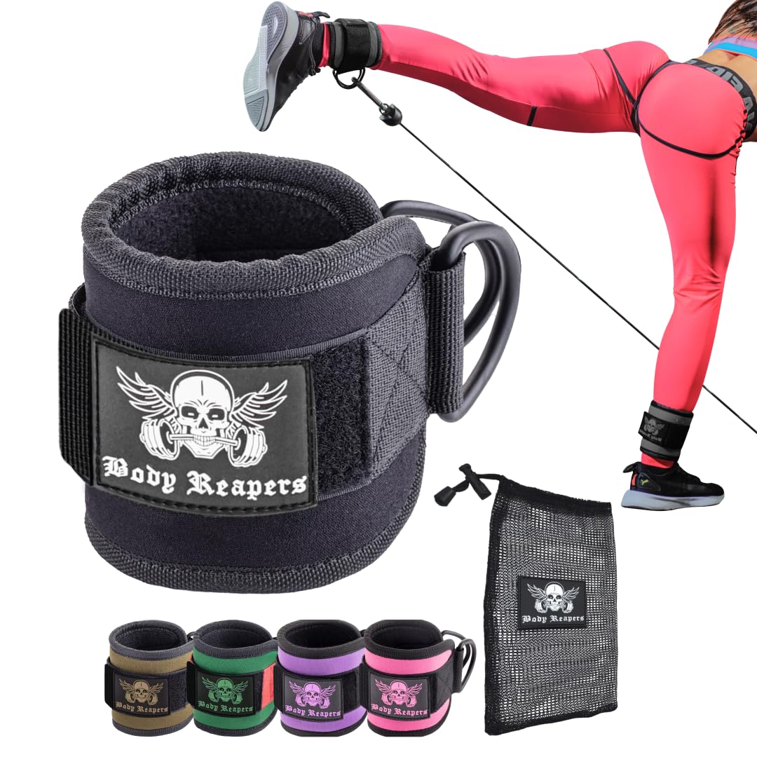 Body Reapers Workout Ankle Straps for Cable Machine Women, Ankle Cuff Cable Attachment, Ankle Clips for Cable Machine, Glute Kick Back Ankle Straps, Glute Workout, Lower Body Exercises - Single
