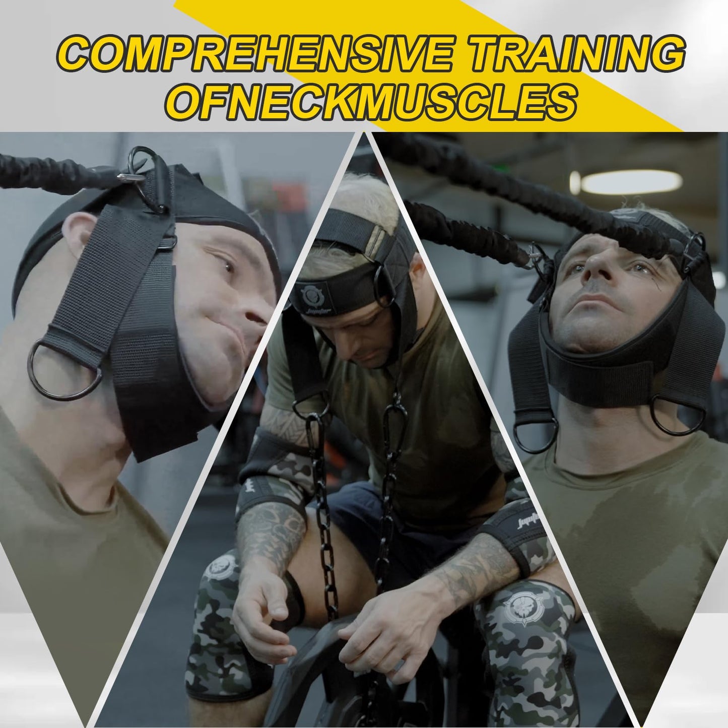 Desert Camo Neck Trainer | Adjustable Neck Stretcher Exerciser with 15lb Resistance Band for Home Gym, Relieve Neck Tension & Strength Training