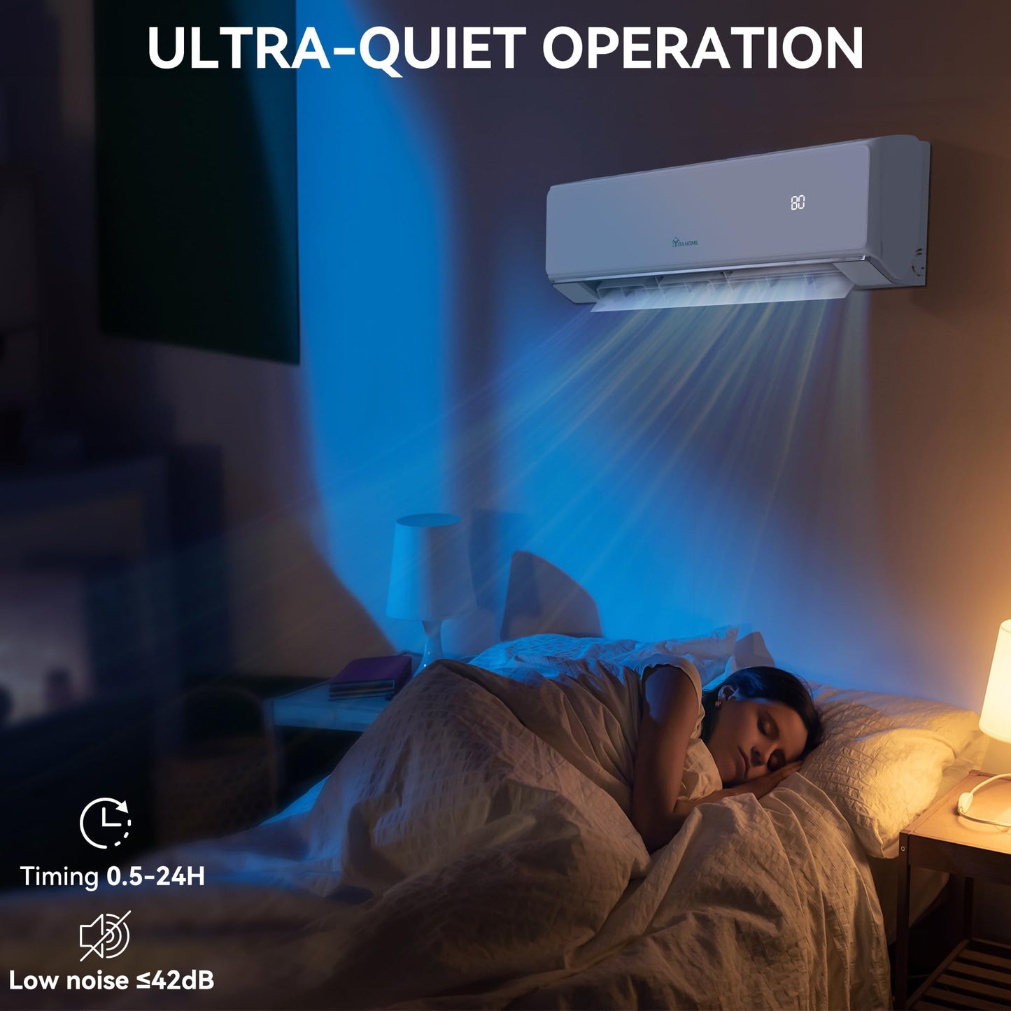YITAHOME 23 SEER2 24K BTU 2 Zone Mini Split AC/Heating System, 12000 12000 BTU Dual Zone Mini Split Air Conditioner, 208-230V Pre-charged Inverter AC, Compatible with Wi-Fi&Alexa