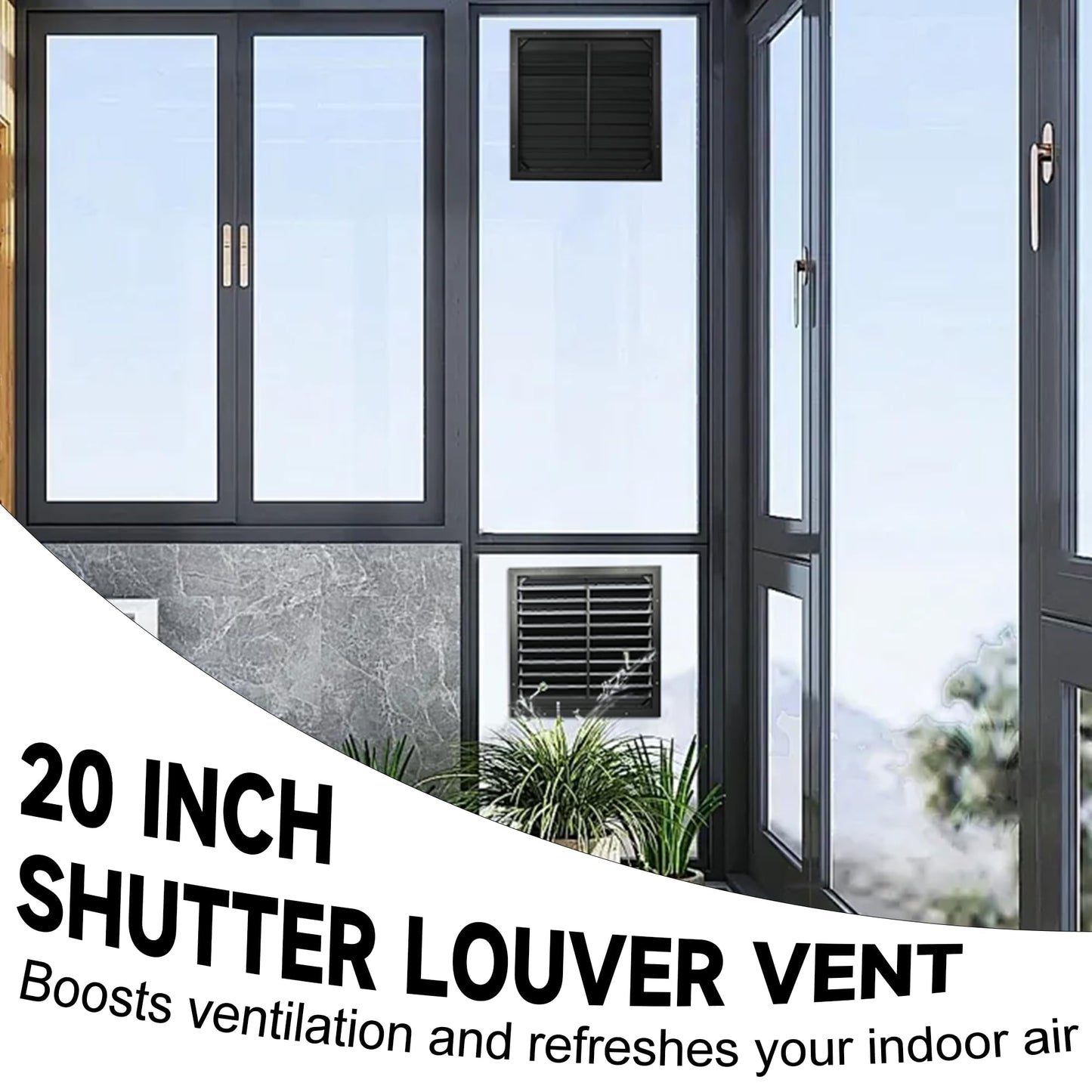 YAGEANNL 20 Inch Automatic Exhaust Shutter Louver Vent, 2Pcs Aluminum Gravity Shutters Louver for Windows Outside, Home Attics, Greenhouse Vent