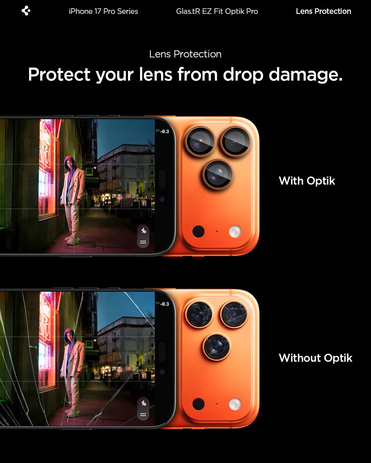 17 17 [2 Pack] Spigen Camera Lens Screen Protector [GlasTR EZ Fit Optik Pro] Designed for iPhone Pro Max | iPhone Pro