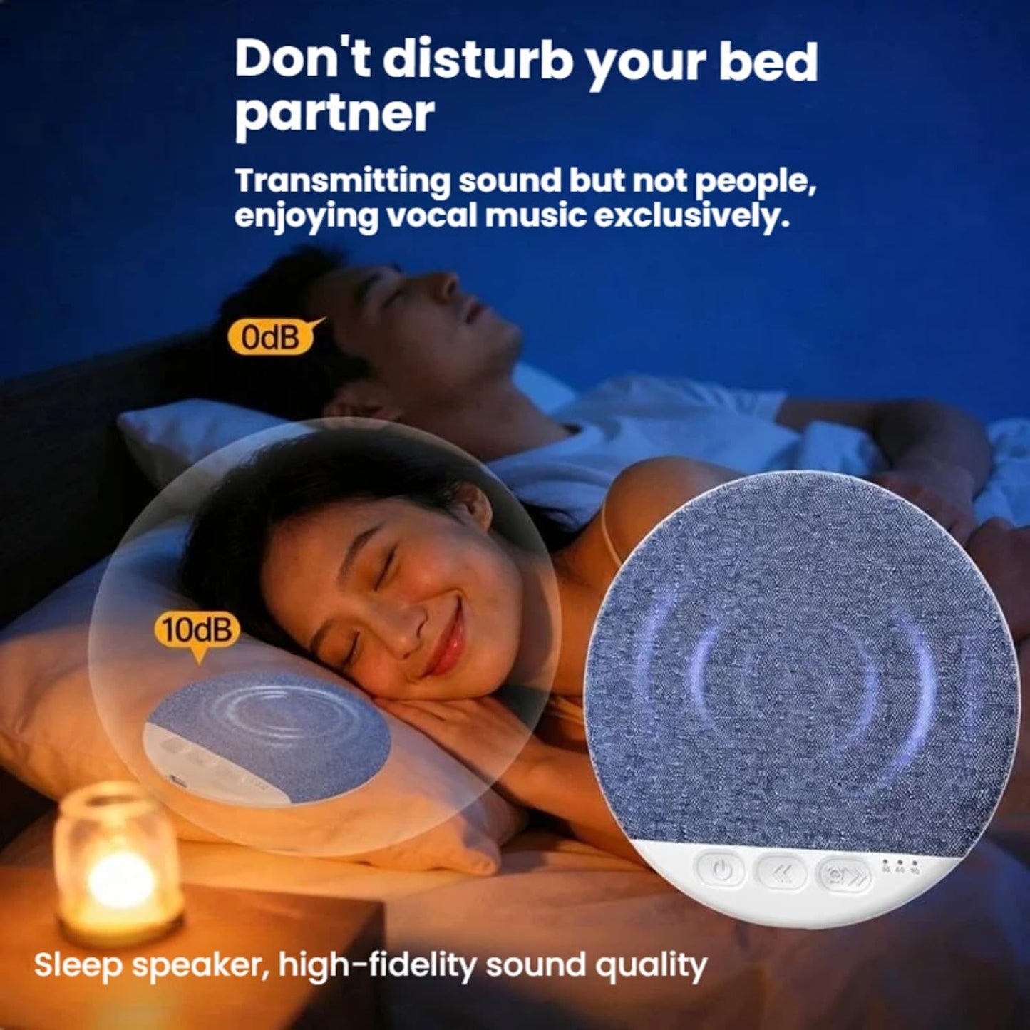 BXUJFFABS 10-Hour 1.7 oz Bluetooth Pillow Speaker, Mini Portable Under-Pillow Sleep Sound Machine with Stereo Bass