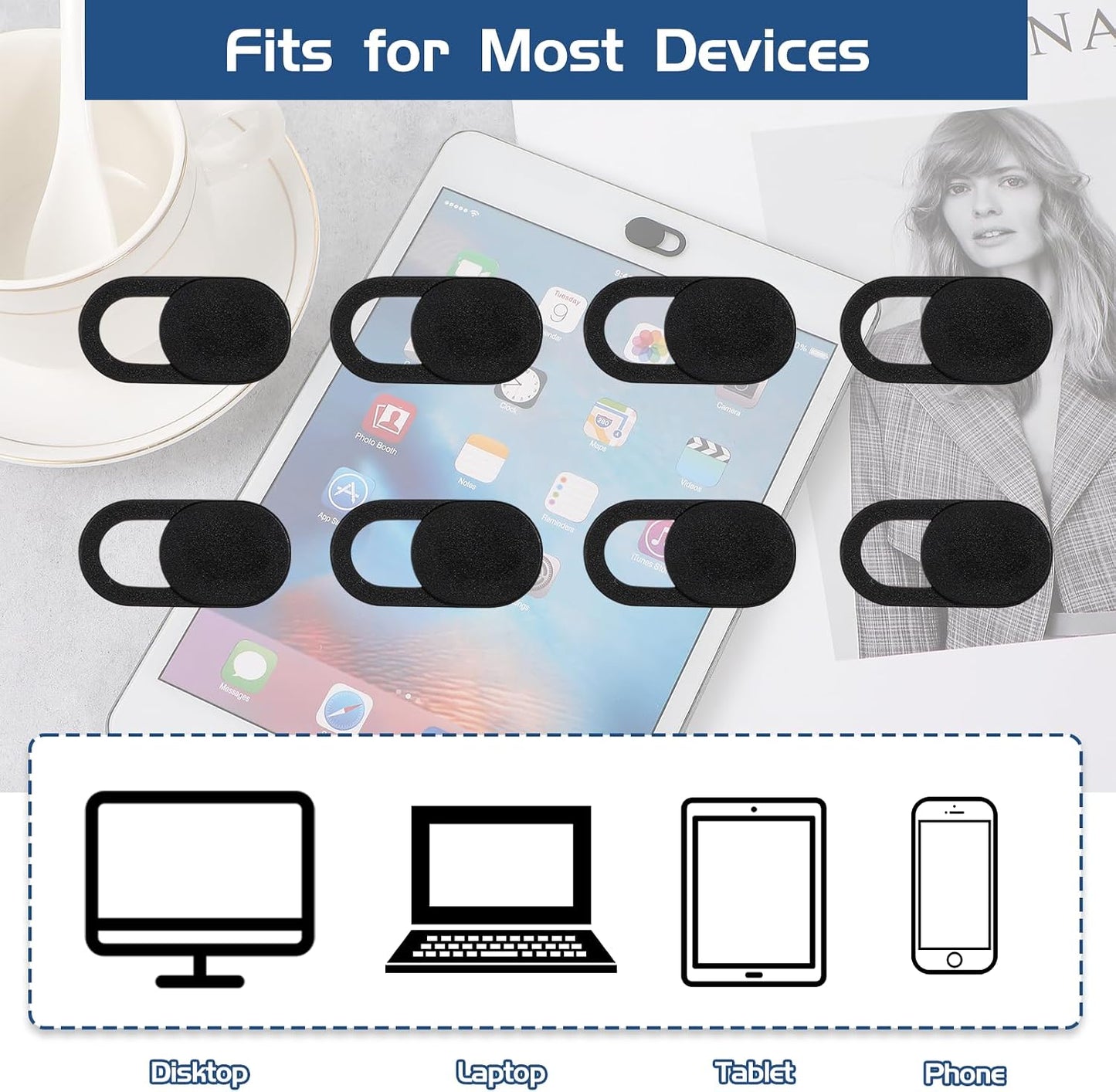JJUNW 50 0.023 Inch Pcs Webcam Cover Slide, Ultra-Thin Universal Laptop Camera Cover Slide Webcam Cover for Laptop