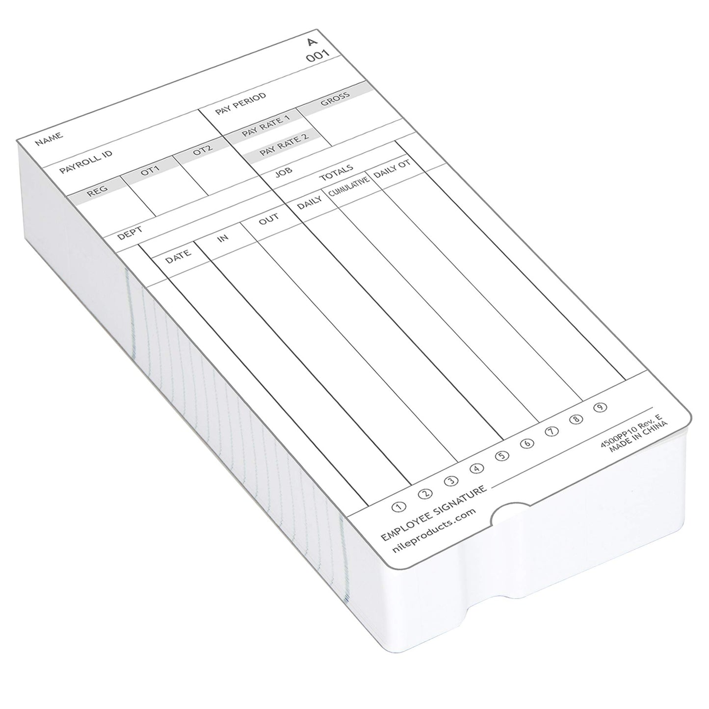 Nile Products - Authentic Time Cards for Nile Products 4500PP Compatible [ 4500PP10MB ] Electronic Calculating Time Clock, Double Sided Time Sheets (3.37 x 7.37 Inches) - 1000 Time Cards