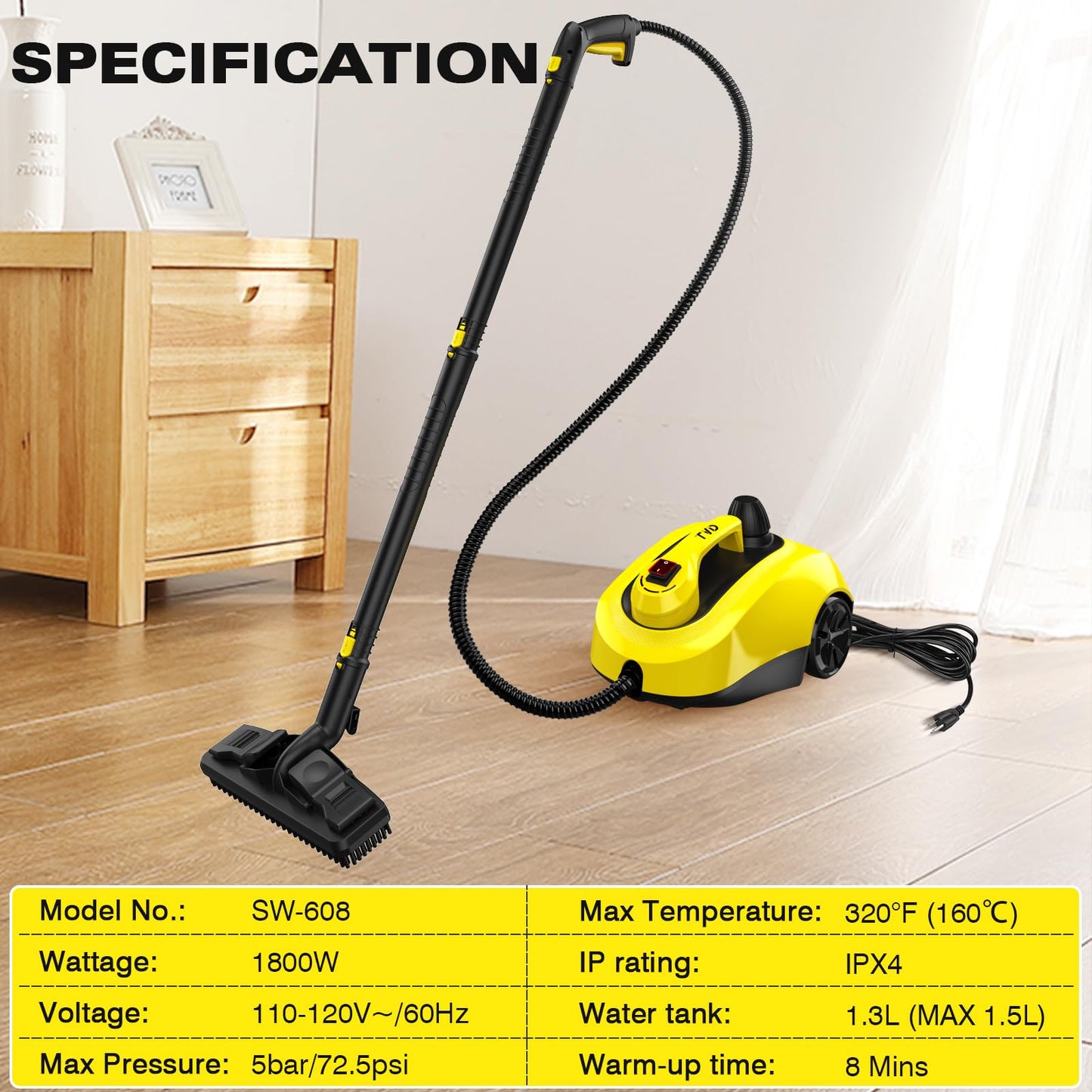 TVD Heavy Duty Steam Cleaner For Home, Steamer For Cleaning with 26 Accessories, Steam Mop With 5M Extra-Long Power Cord For Hardwood Floor,Canister,Grout,Tiles,Upholstery