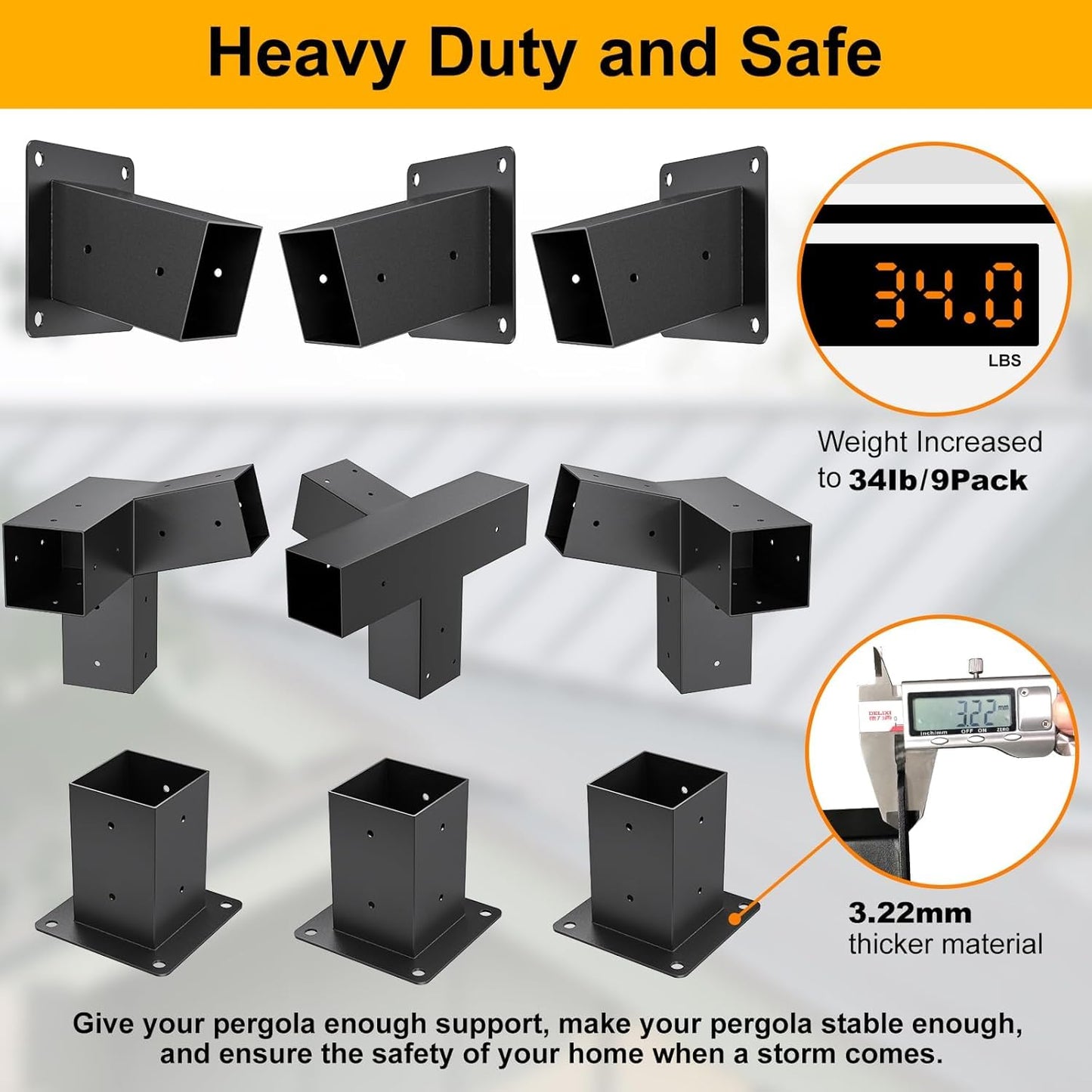 Heavy Duty 15°Slanted Roof Wall Mount 4x4 Pergola Bracket Kit,TROPTOLKY Angled 4x4 Wood Post Bracket,DIY Pergola Gazebo Kit