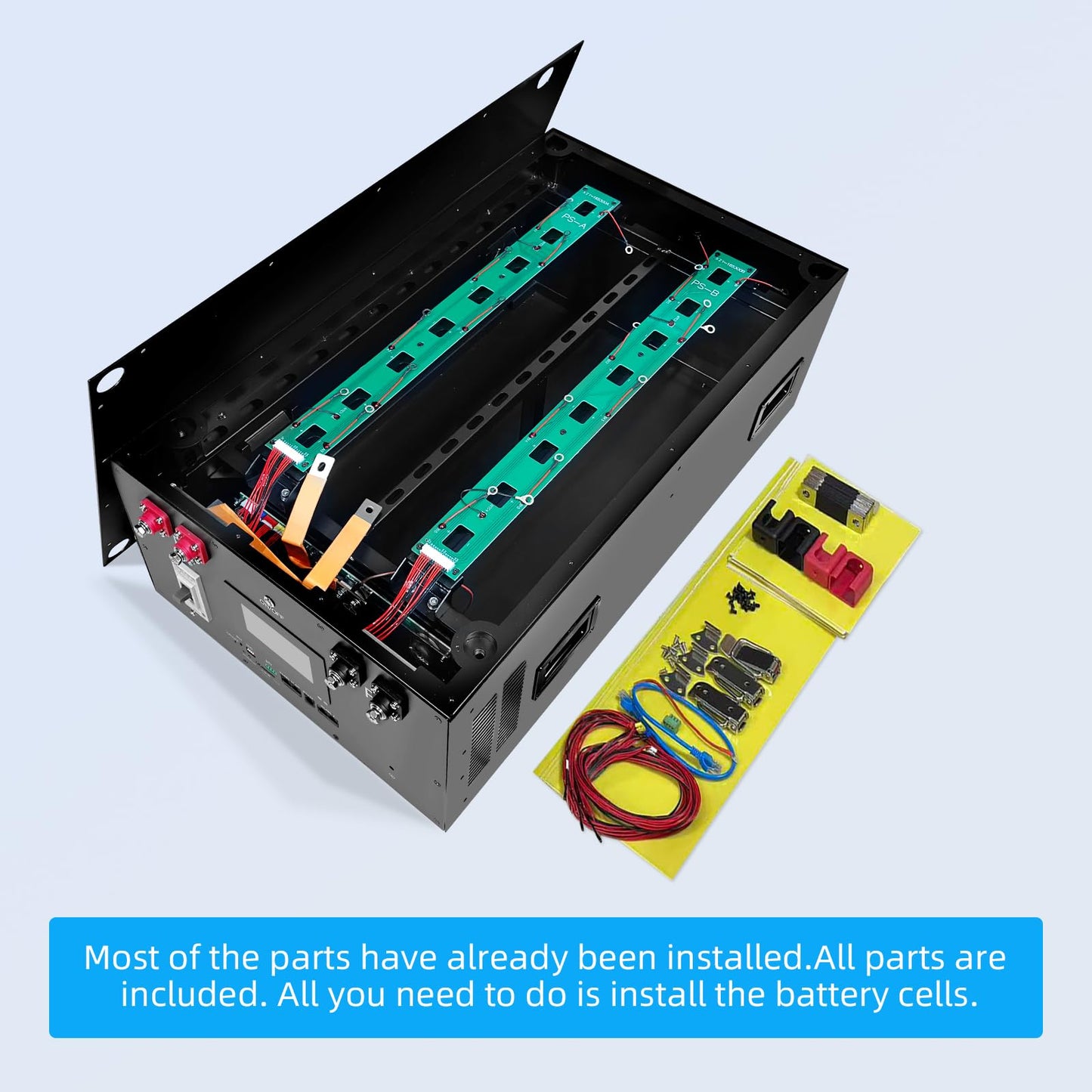 HiXiMi LiFePO4 Battery Box DIY 48V 280Ah 15kwh 51.2V 314Ah 330Ah Lithium Iron Pack Metal case,with 200A JK BMS and Other Accessories,for Off Grid,Backup Power,Home Storage(Batteries not Included)