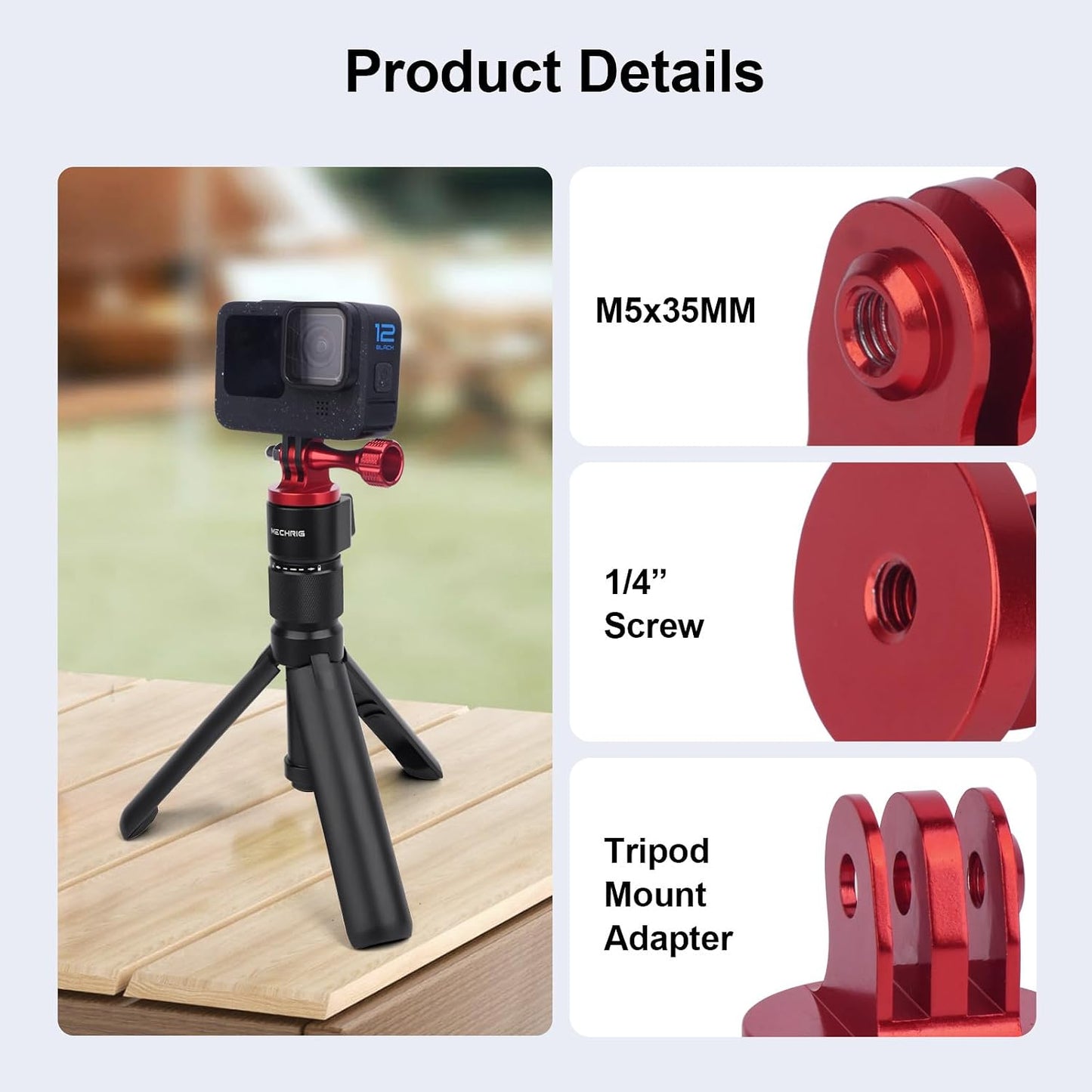 Mechrig 13/12/11/10/9,2 Pack 1/4"-20 Aluminum Tripod Mount Adapter for Gopro Hero Compatible with Standard Threaded
