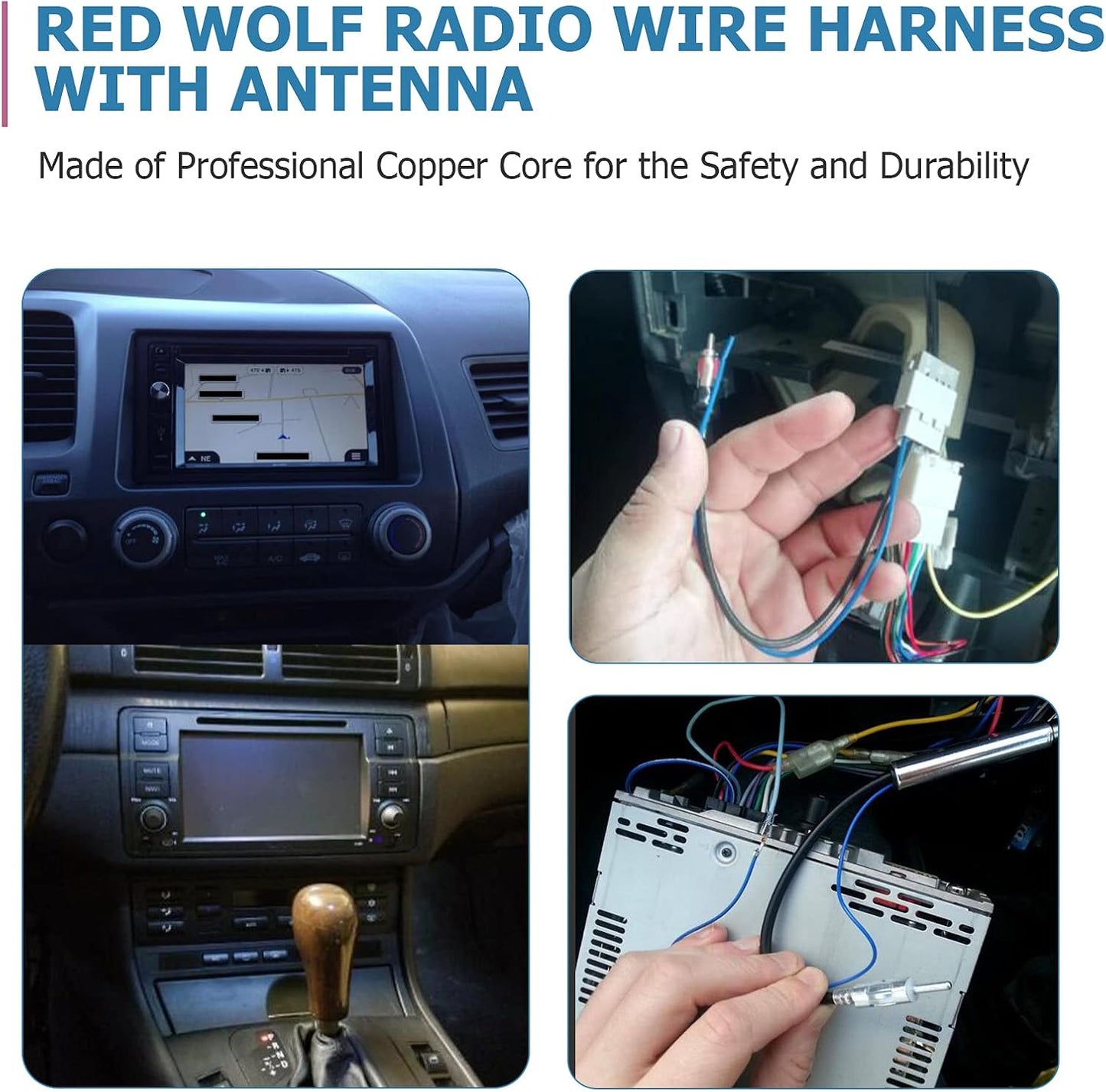 1998-2005 1998-2002 2005-2006 RED WOLF Radio Wire Harness w/Antenna Adapter for Select Honda Civic Accord, Acura MDX