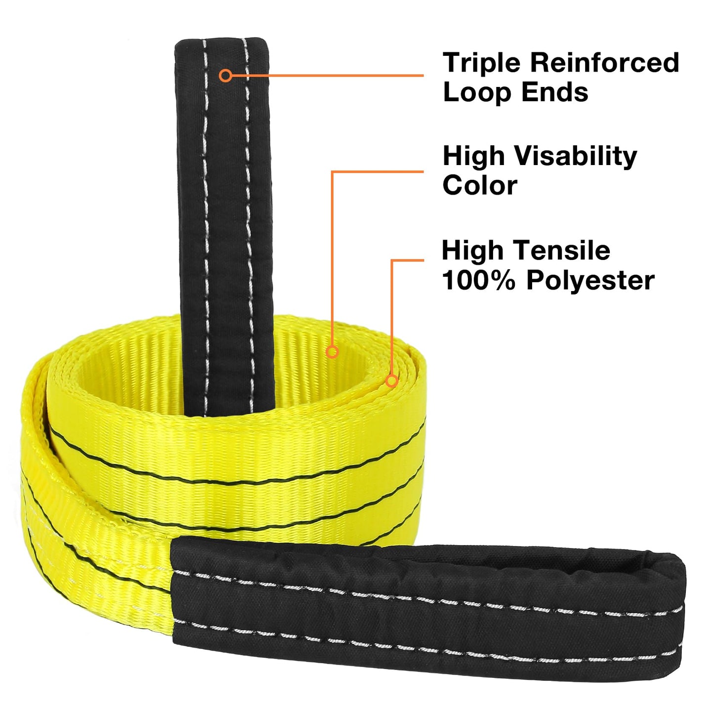 3 Inch,8 Foot Tree Saver,Pull Strap,Tow Straps,Winch Ropes,30,000 Pound Capacity,Heavy Duty Rope Pulling,Wire,Lifting Sling,Rigging Cable for Vehicle,Emergency Kit Use 2 Pack