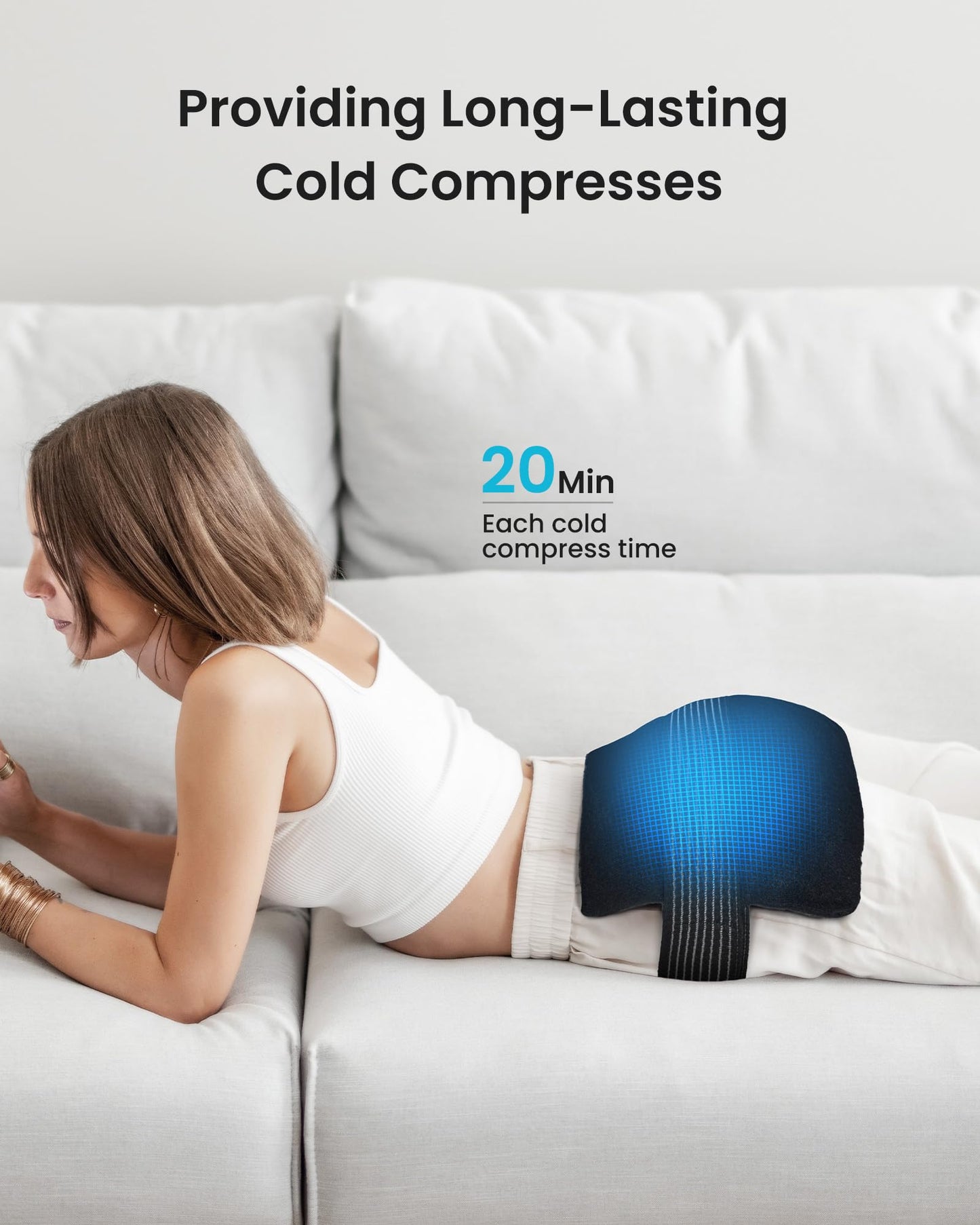 Koonie Extra 2 Large Ice Packs for Back Pain Relief with Extension Strap, Cold and Hot Packs for Injuries, Reusable Lower Back Ice Pack Wrap for Lumbar Surgery, Sciatica, Herniated Disc, Coccyx Pain