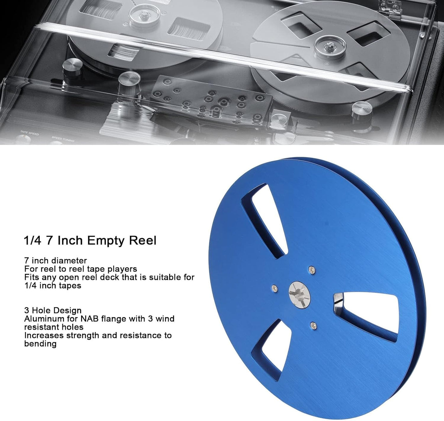 DAUERHAFT Bend3 1/4 7 Inch Take Up Reel Hole . Aperture Machine Part Low Noise Empty Take Up Reel for Reel to Reel Tape
