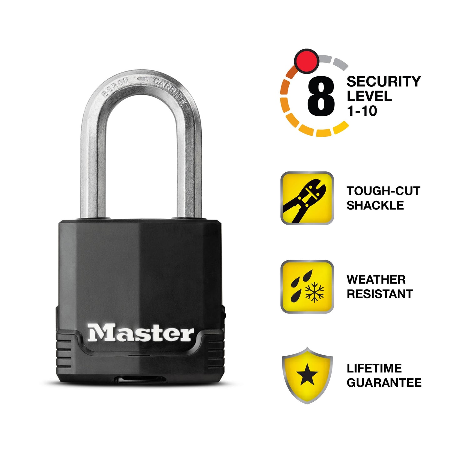 Master Lock Black Magnum Keyed-Alike Padlocks with All-Weather Cover, Outdoor Lock for Fence or Gate with a 1-7/8 Inch Lock Body and 1-1/2 Inch Shackle, 3-Pack