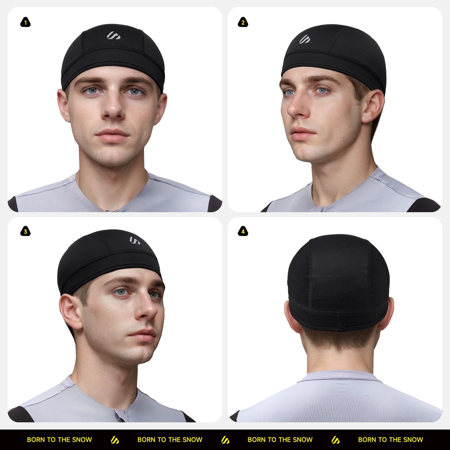 SAITAG 3 Pieces Skull Cap Helmet Liner, Cooling Hat Welding Cycling Beanies Head wrap for Men Women Hard Hat Durags