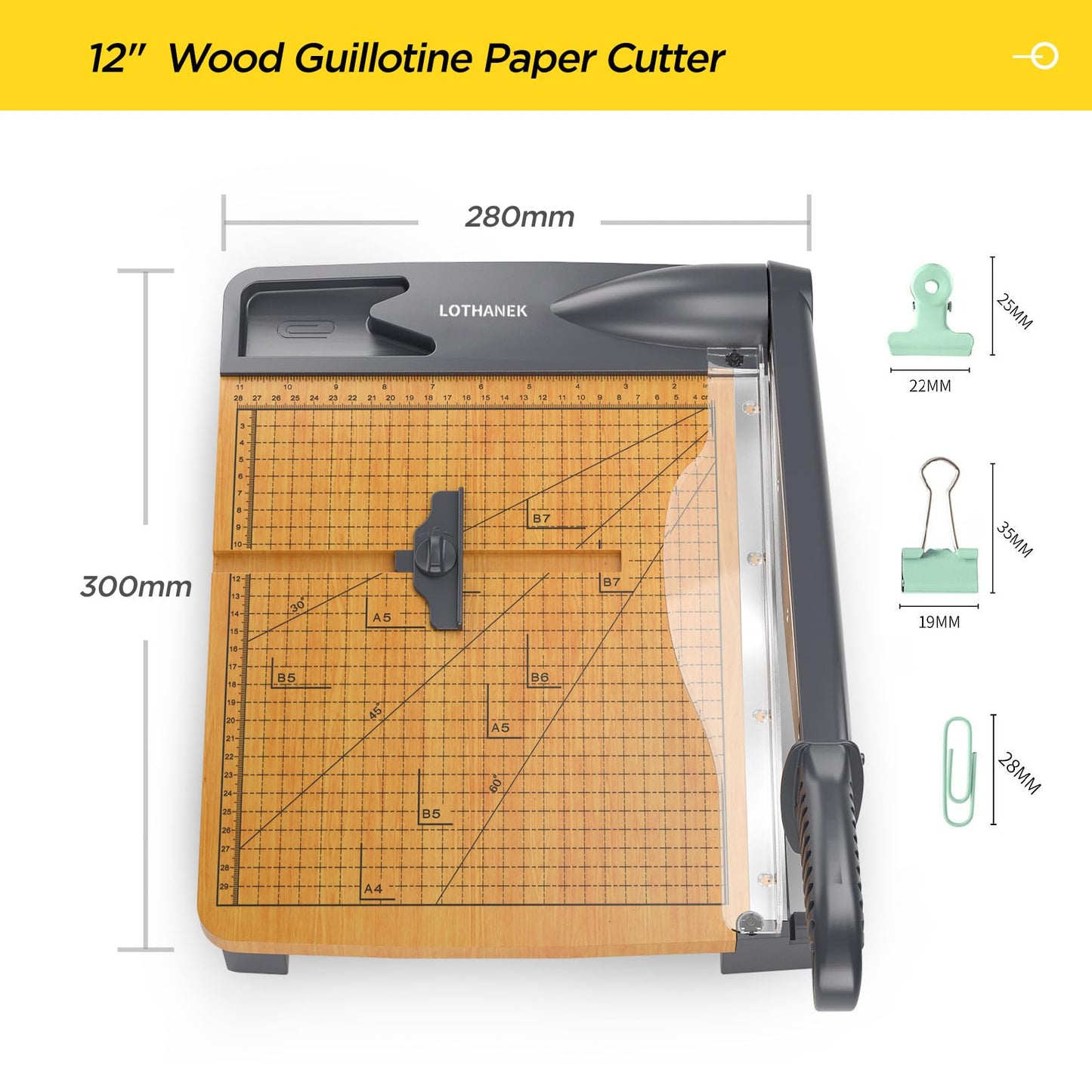 12'' Wood Guillotine Paper Cutter and A3 4-Roller Laminating Machine, LOTHANEK 13 inch Heavy Duty 3-10 Mil Commercial Laminator Machine with 50 Sheets