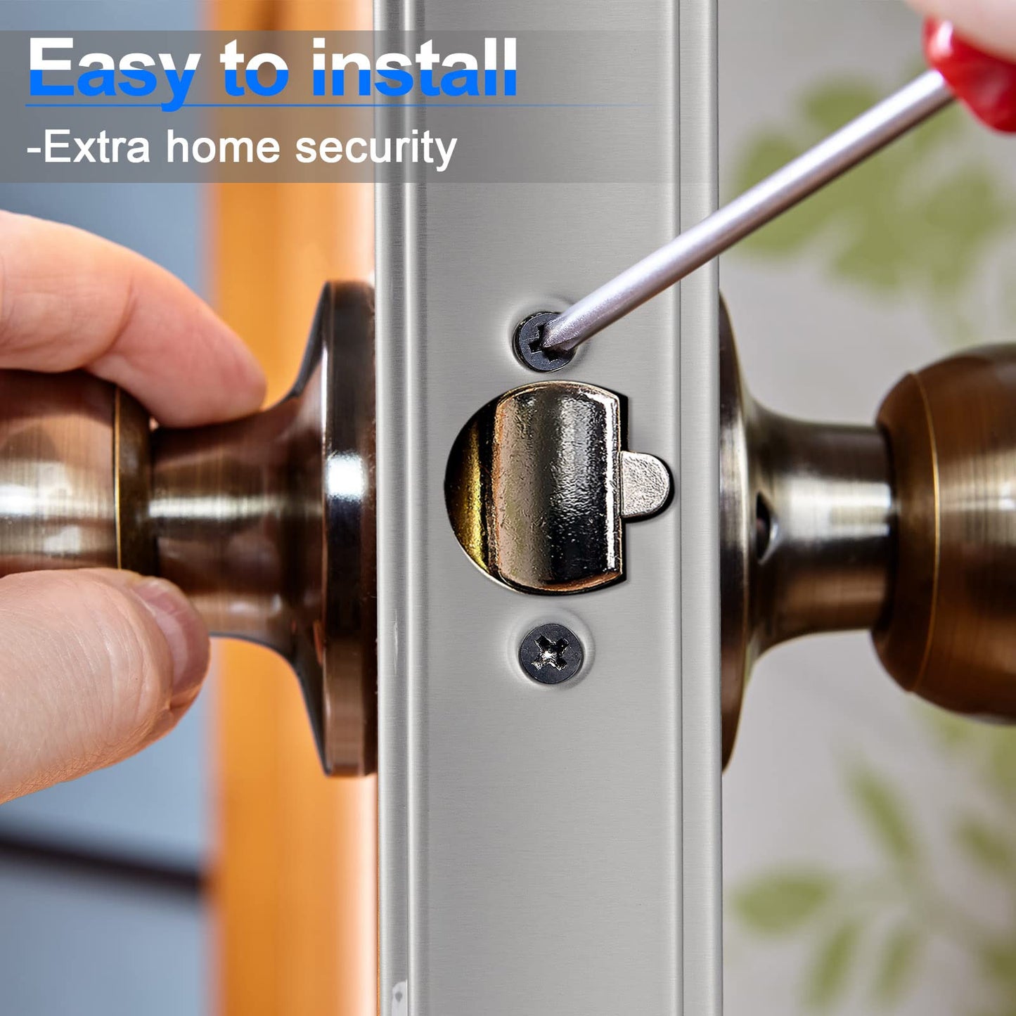 Dunzy 4 Pack 1-3/8 Inch x 9 Inch Door Reinforcement Plate 2-1/8" Thick Stainless Steel Lock and Door Reinforcer Security to Repair Home Wood Metal Knob/Lock/Latch/Deadbolt, Silver