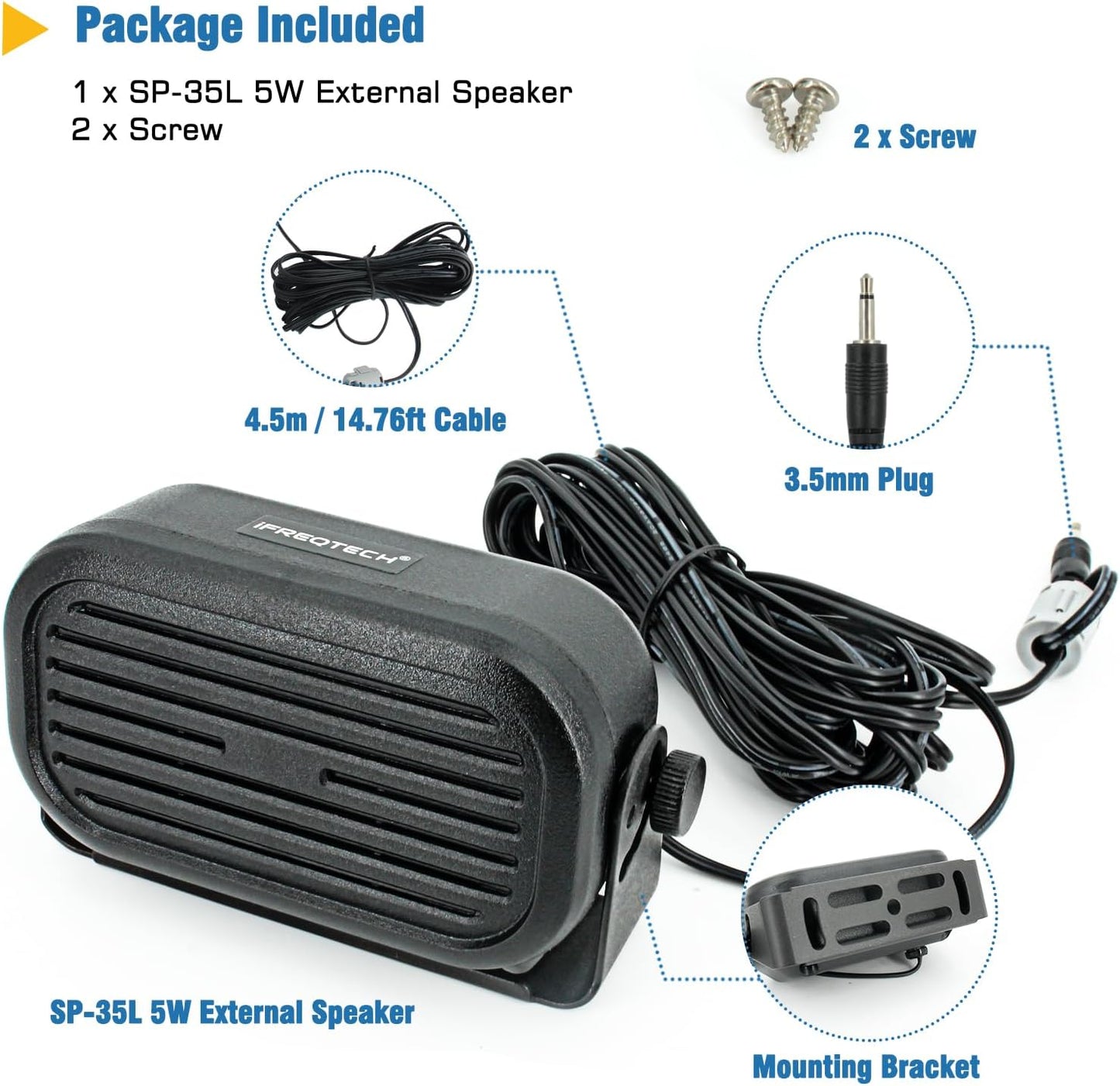 35L 3.5mm IC2730 ID5100 ID4100 IC7100 IC718 IC2300H SP Car External Speaker Mini Portable Speaker Compatible with CB