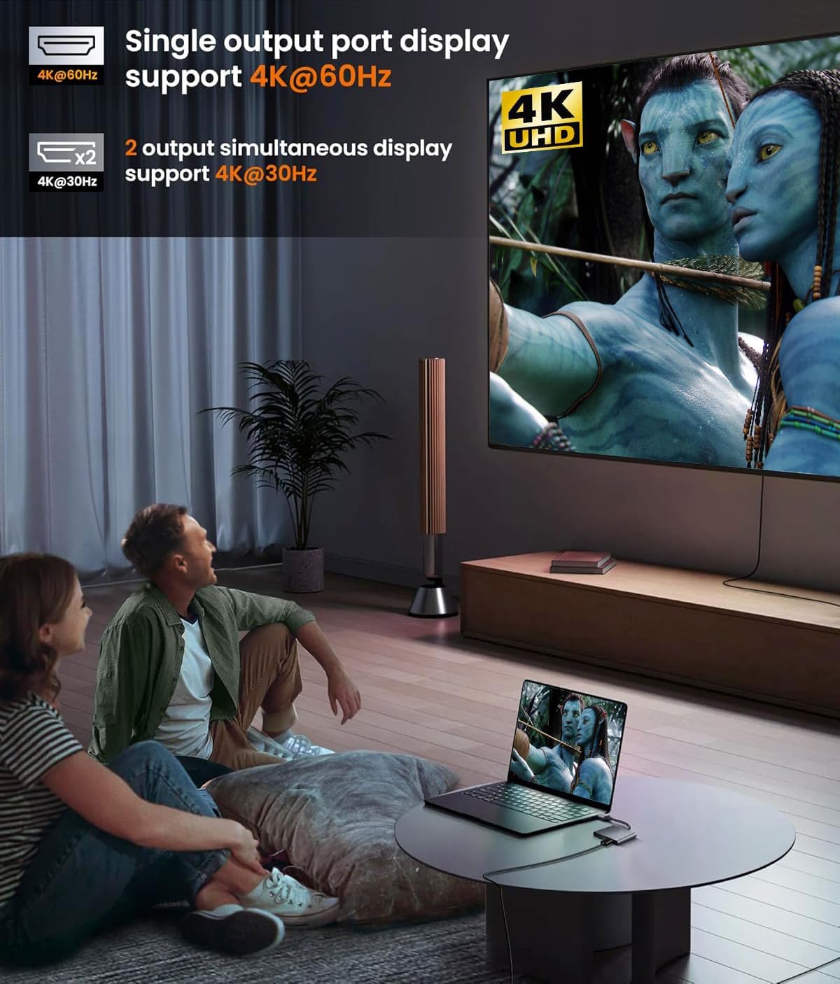 Siawclub 2 4K@60Hz 2 USB C to Dual HDMI Adapter, with HDMI Docking Station, Type C to HD Splitter for Monitors