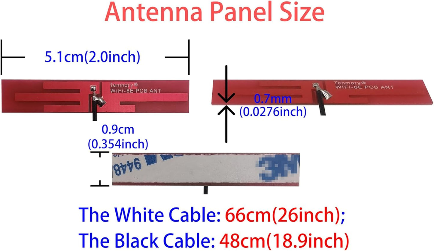 Tenmory 6E MHF4 6GHz 5GHz 2.4GHz AX200 AX210 1675X M.2 WiFi Antenna U.FL Tri-Band Internal Laptop Wi-Fi Antennas