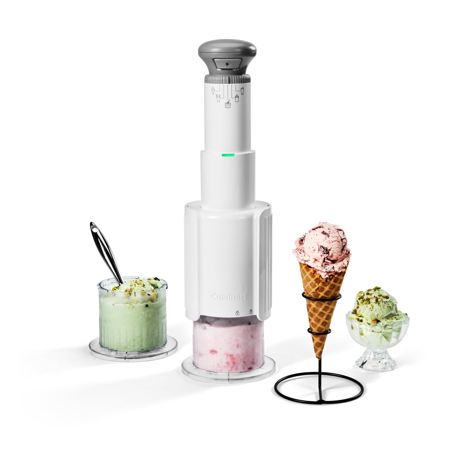 Cuisinart Ice Cream Maker – Cuisinart FastFreeze MAX 5-in-1 Ice Cream, Milkshakes, Slushies, Sorbets and Mix-Ins, Freeze Wand, Two Large 1-Pint Mixing Cups with Lids, Easy to Clean, ICE-FD50