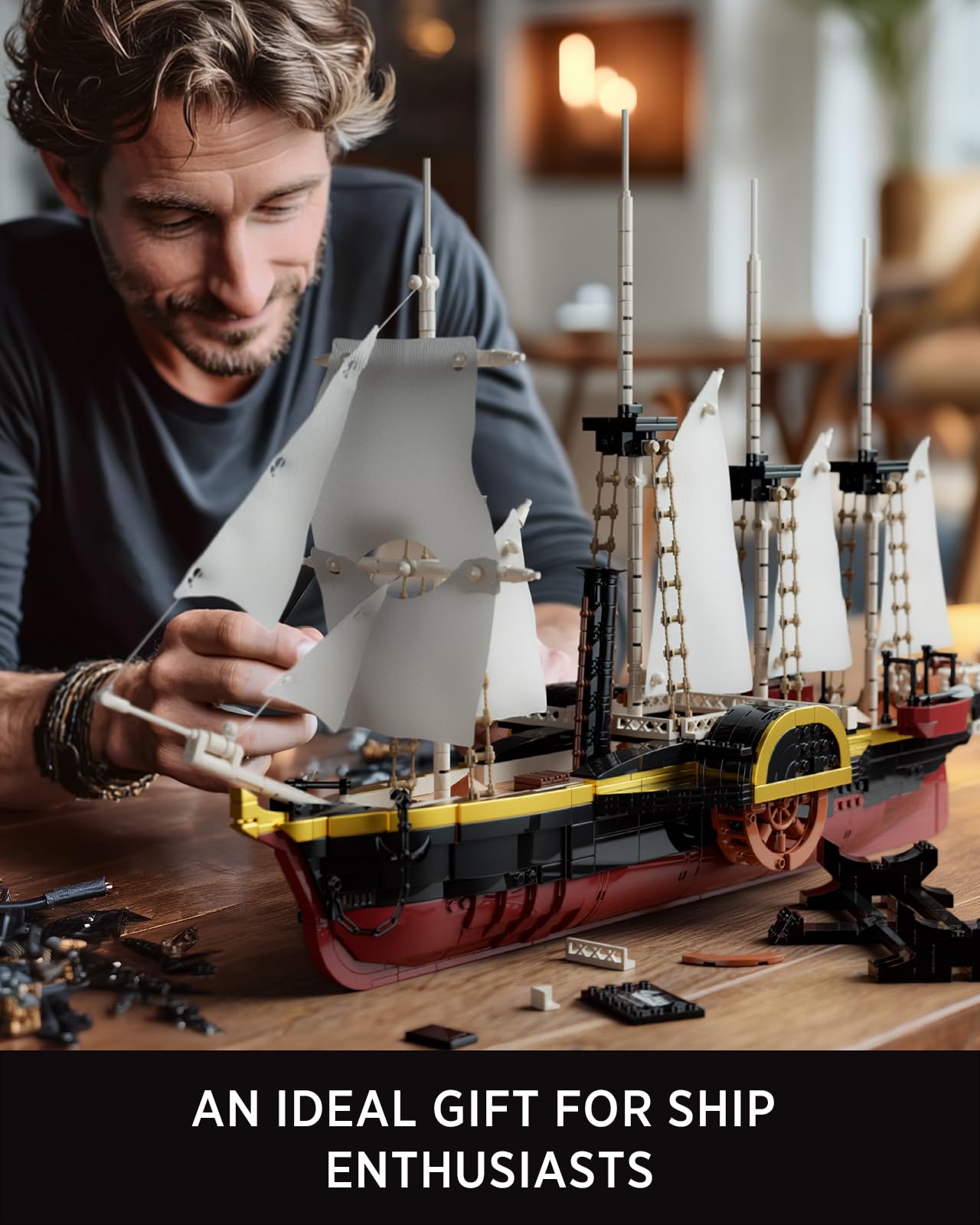 Nifeliz Great Western Ship Model Building Set, Steamship Model Kit for Adults, Collectible Boat Model for Display, Gift for Ship Enthusiasts (1948 PCS, NF10346)